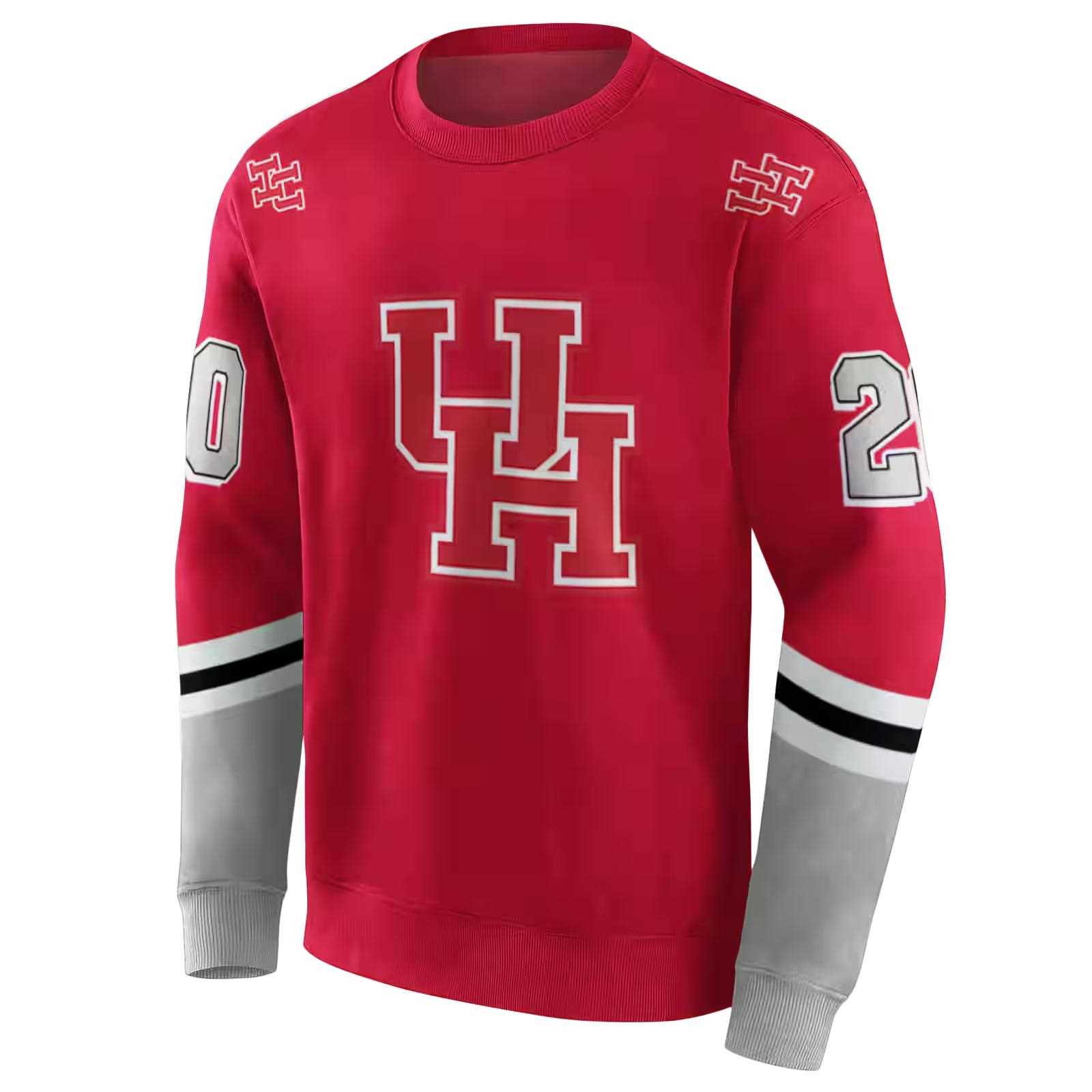 customized houston cougars striped sleeves red hoodie new arrival