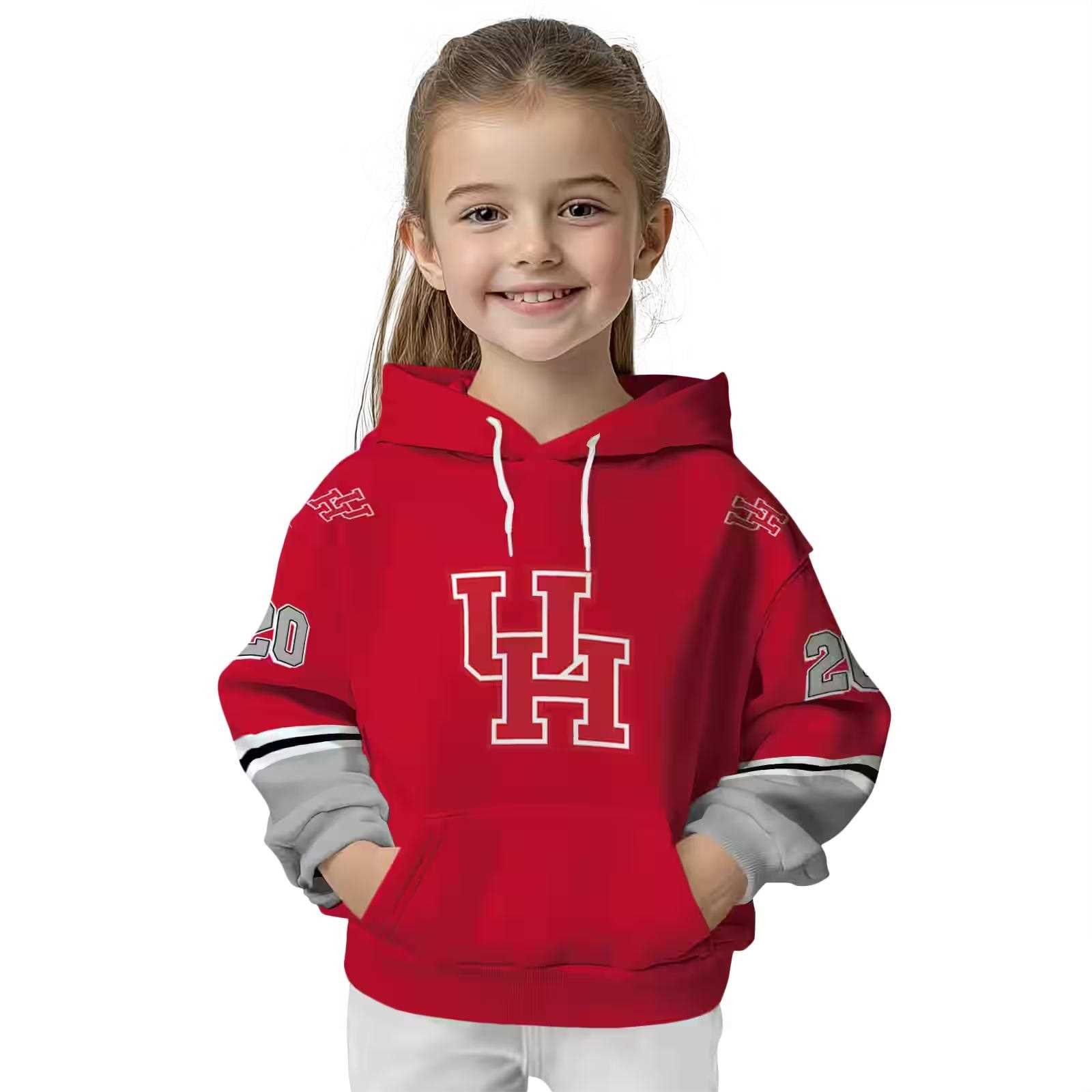 customized houston cougars striped sleeves red hoodie top rated