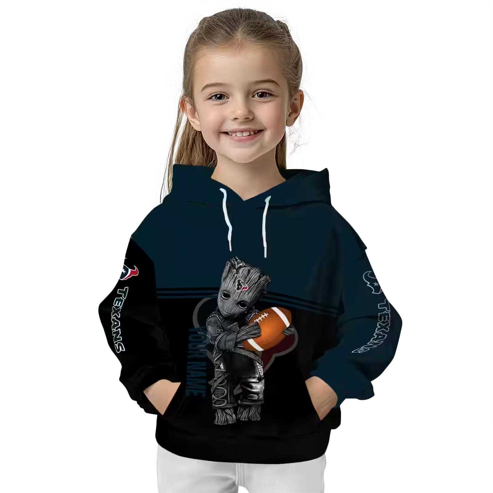 customized houston texans baby groot blue black hoodie top rated