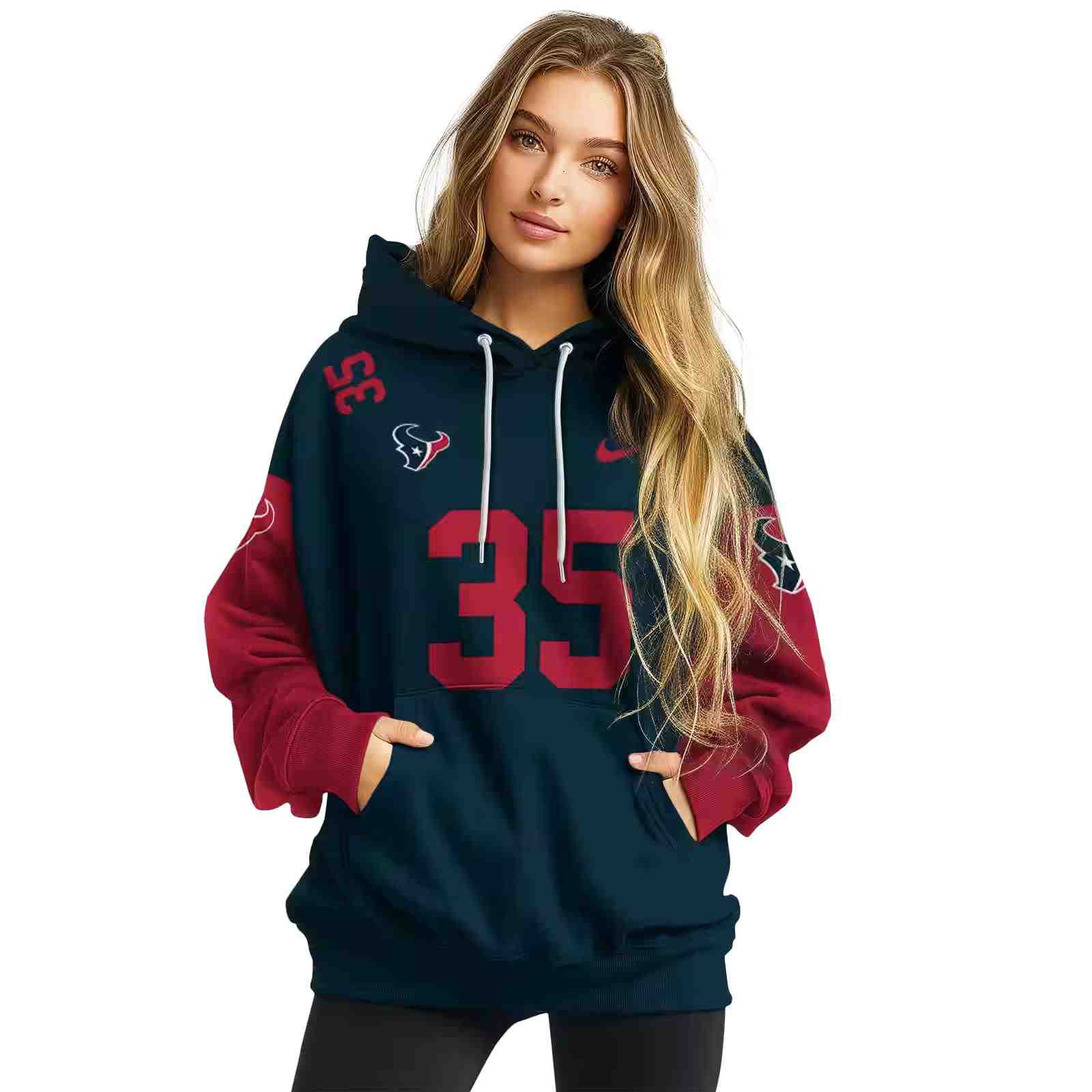 customized houston texans minimal design blue hoodie high quality