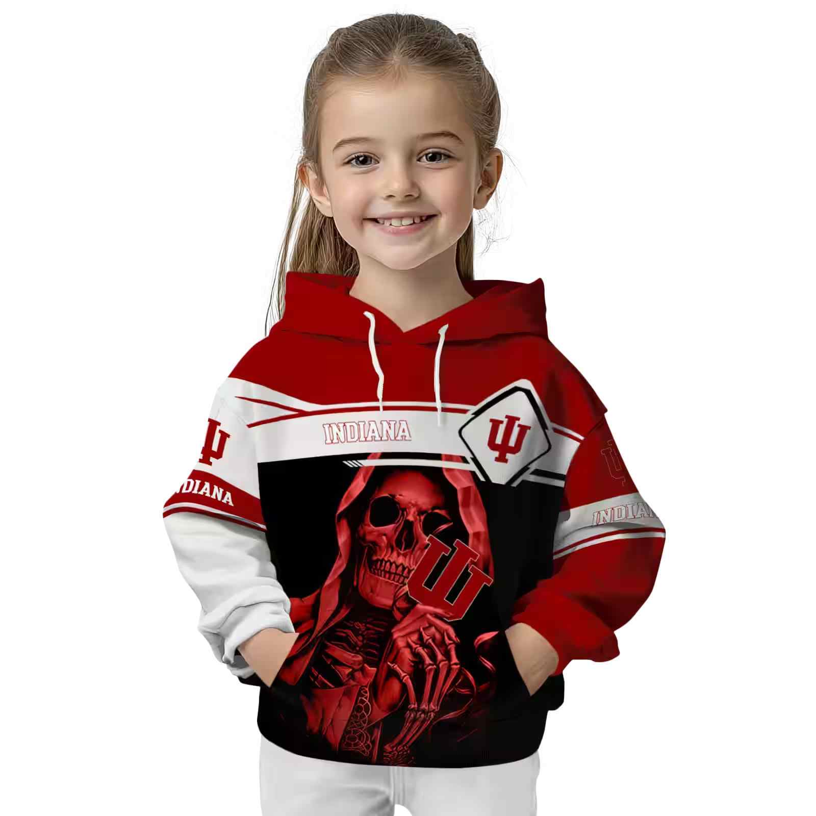 customized indiana hoosiers grim reaper red black hoodie top rated