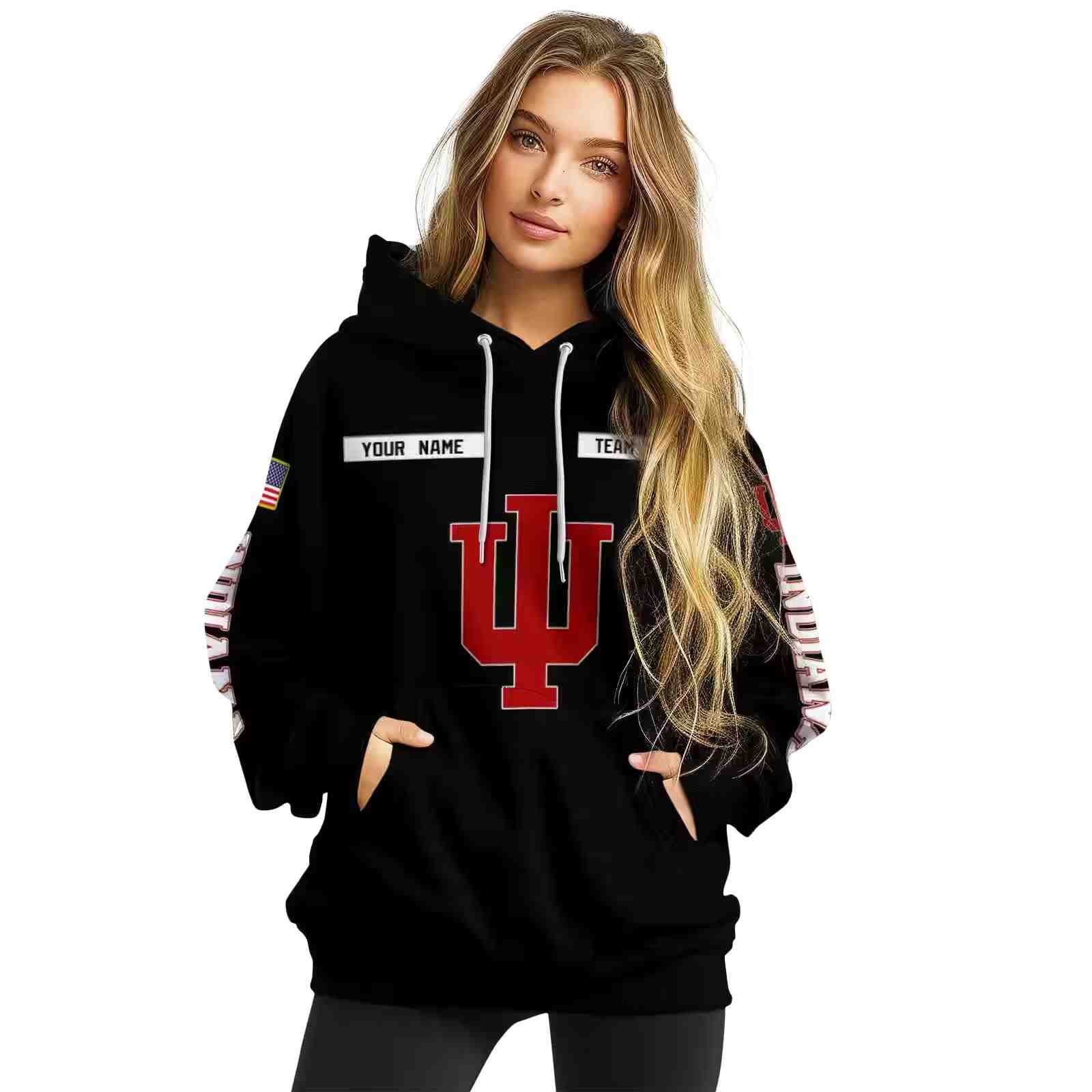 customized indiana hoosiers punisher skull black hoodie high quality