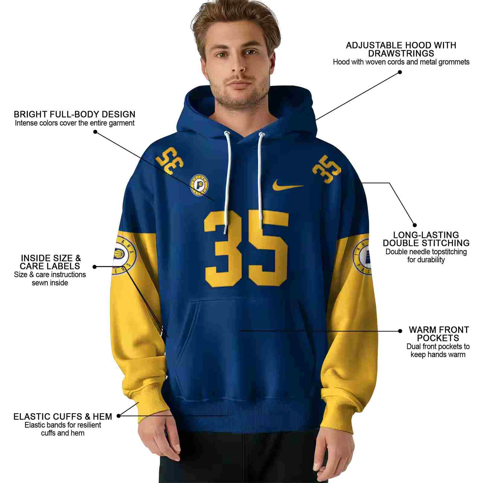 customized indiana pacers minimal design blue hoodie latest model