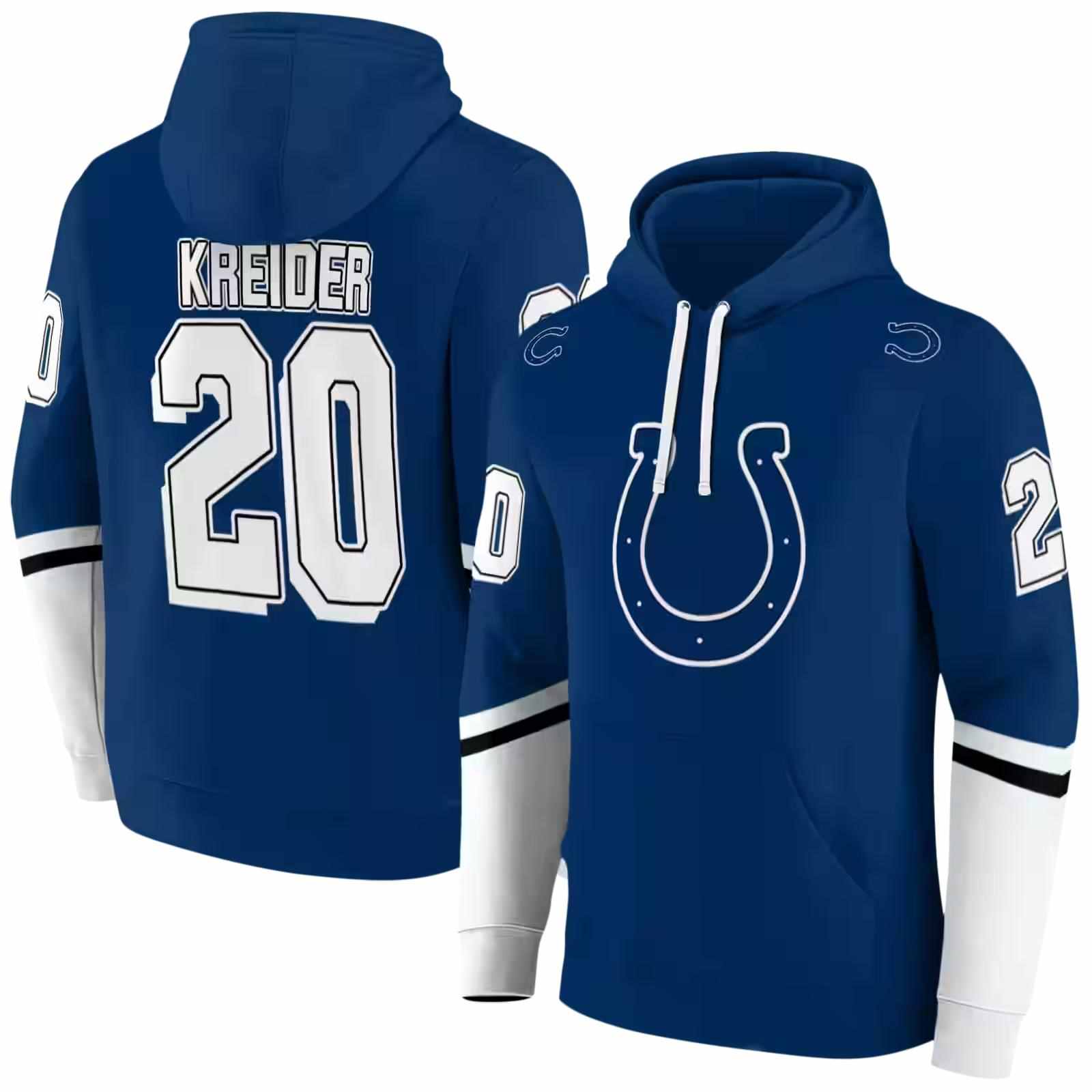 customized indianapolis colts striped sleeves blue hoodie fashion forward