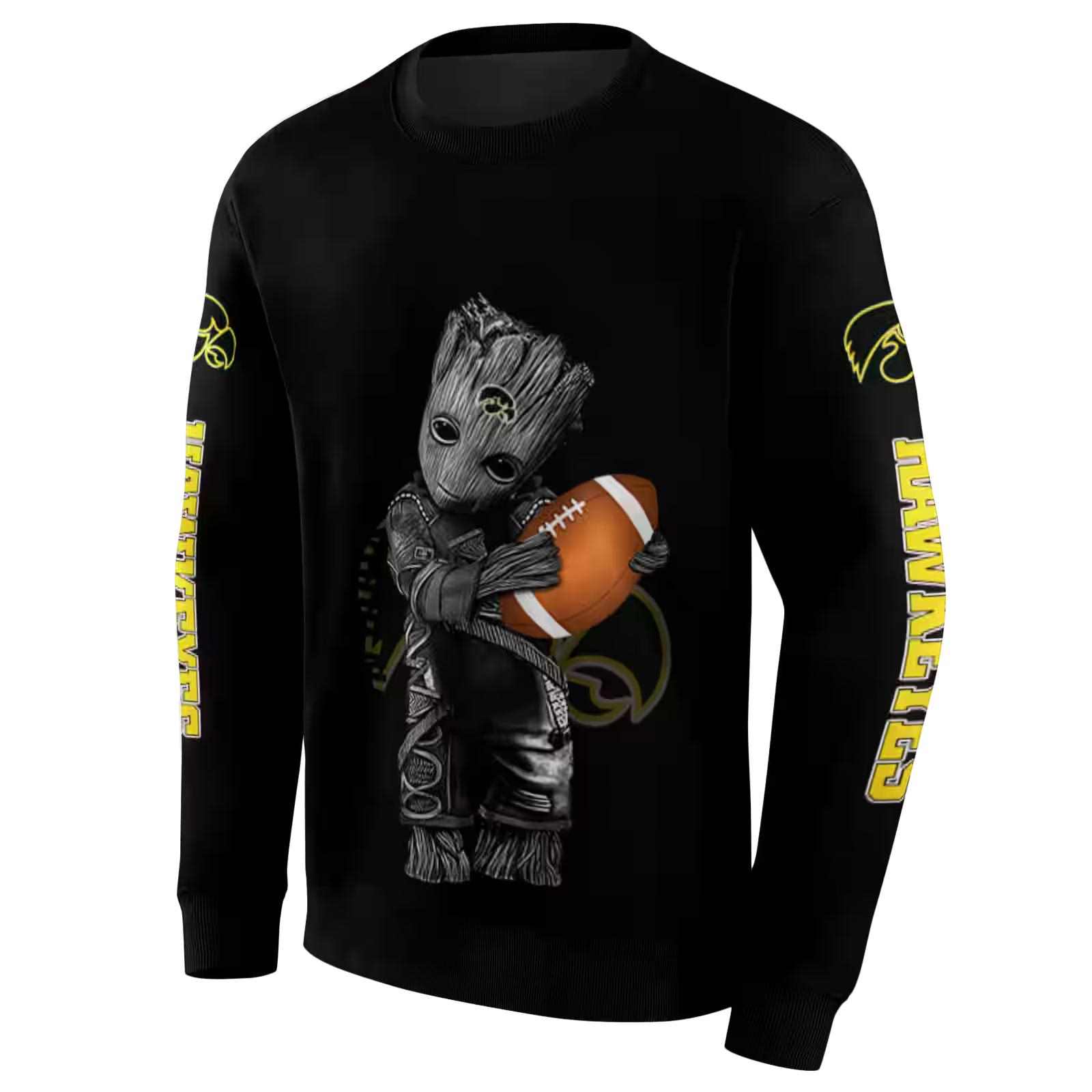 customized iowa hawkeyes baby groot black hoodie new arrival