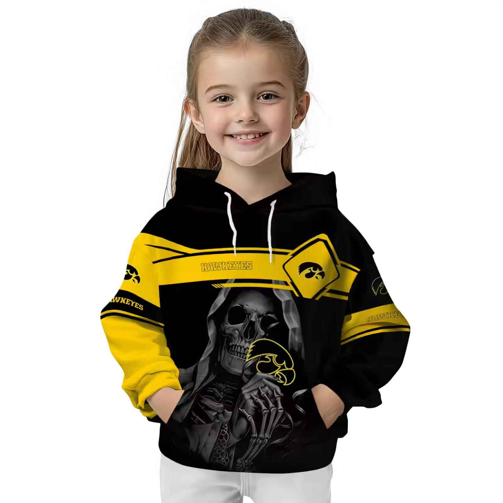 customized iowa hawkeyes grim reaper black hoodie top rated