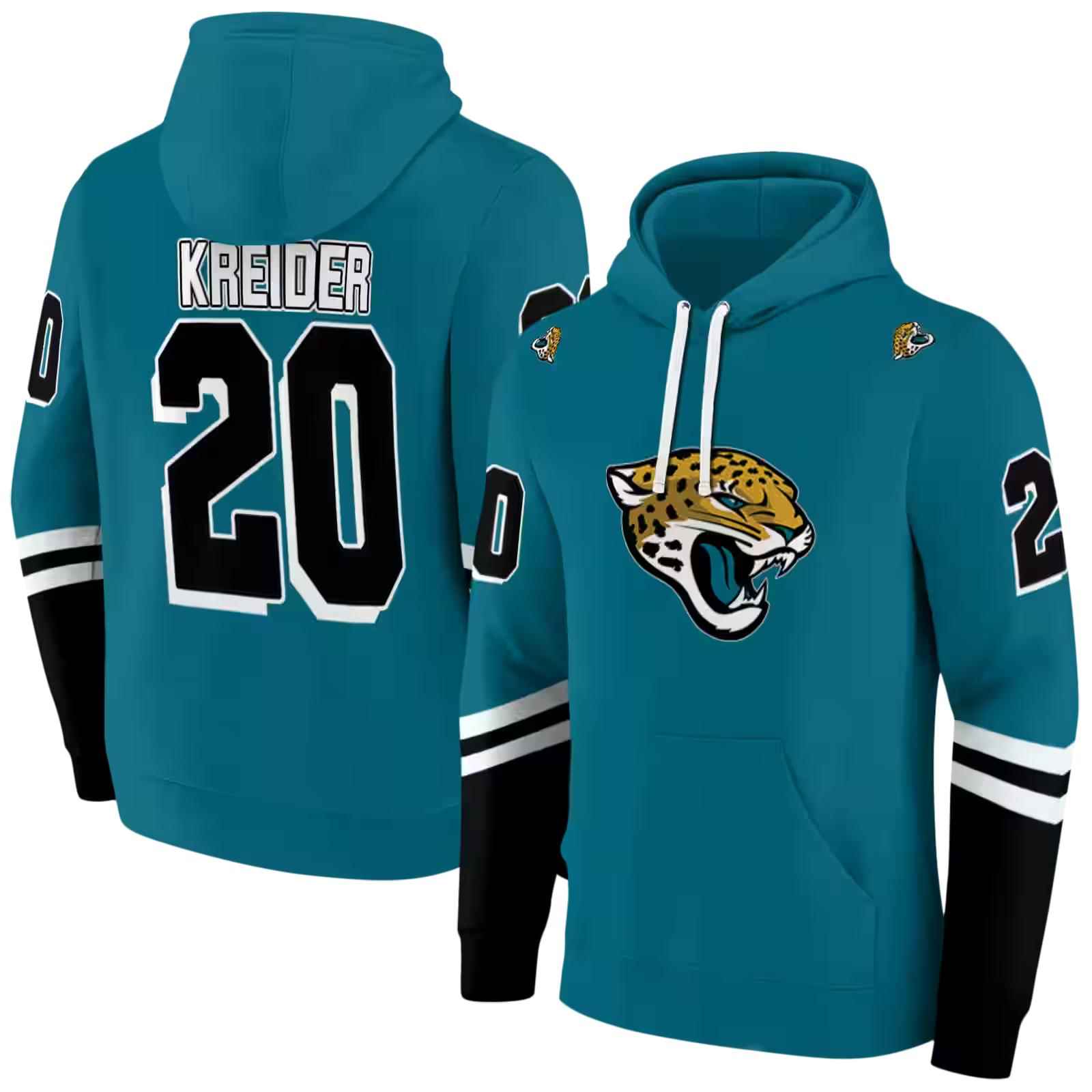 customized jacksonville jaguars striped sleeves teal hoodie fashion forward