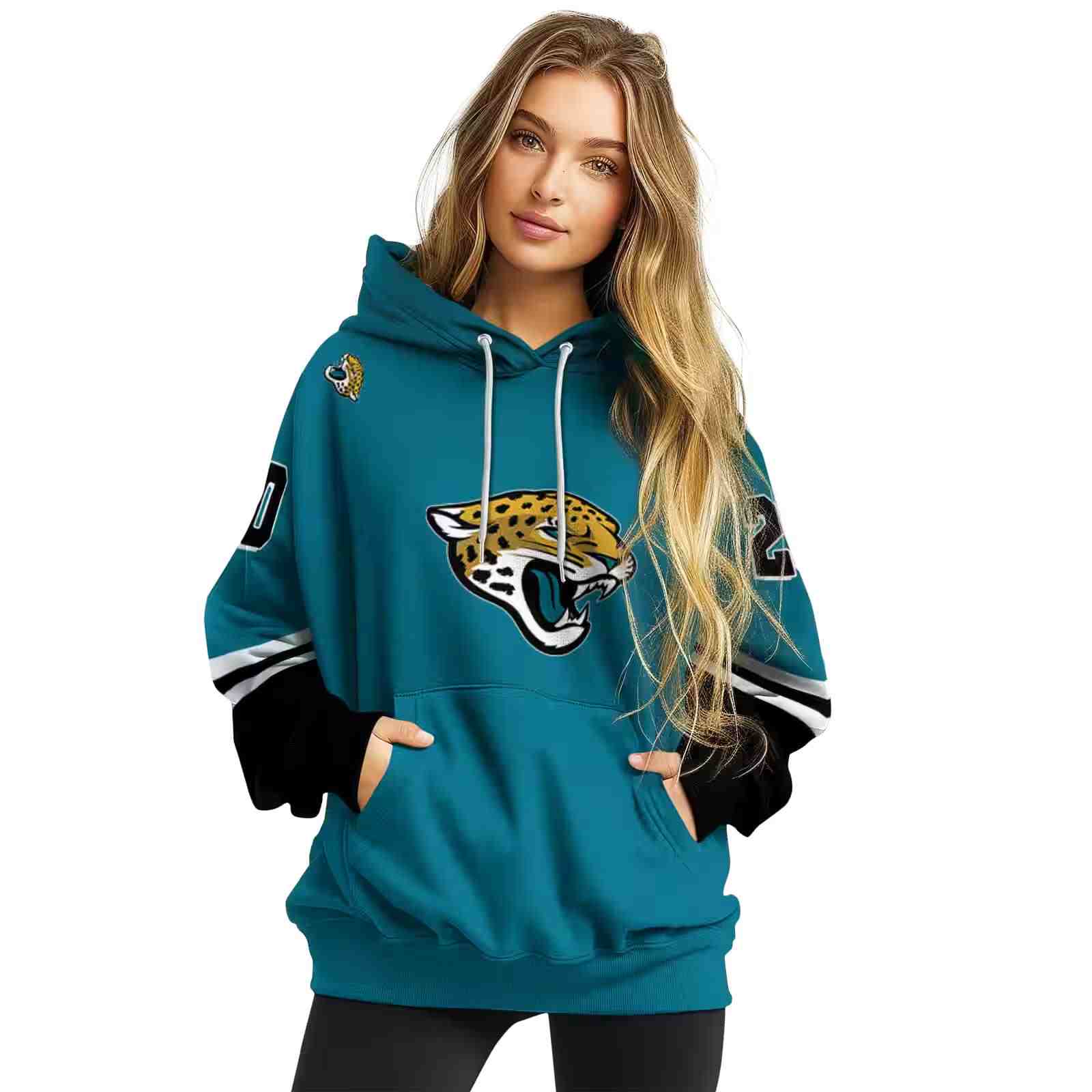 customized jacksonville jaguars striped sleeves teal hoodie high quality