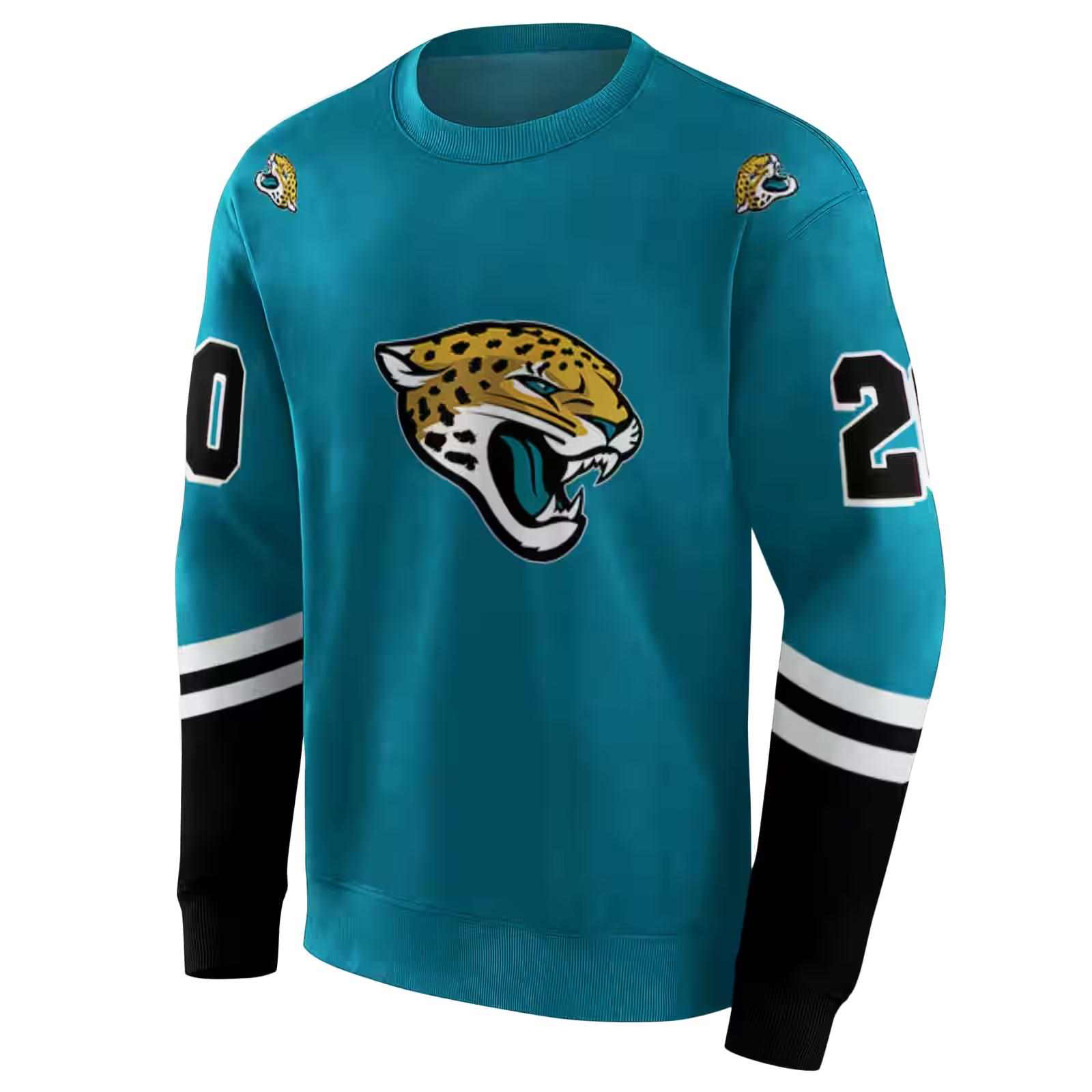 customized jacksonville jaguars striped sleeves teal hoodie new arrival