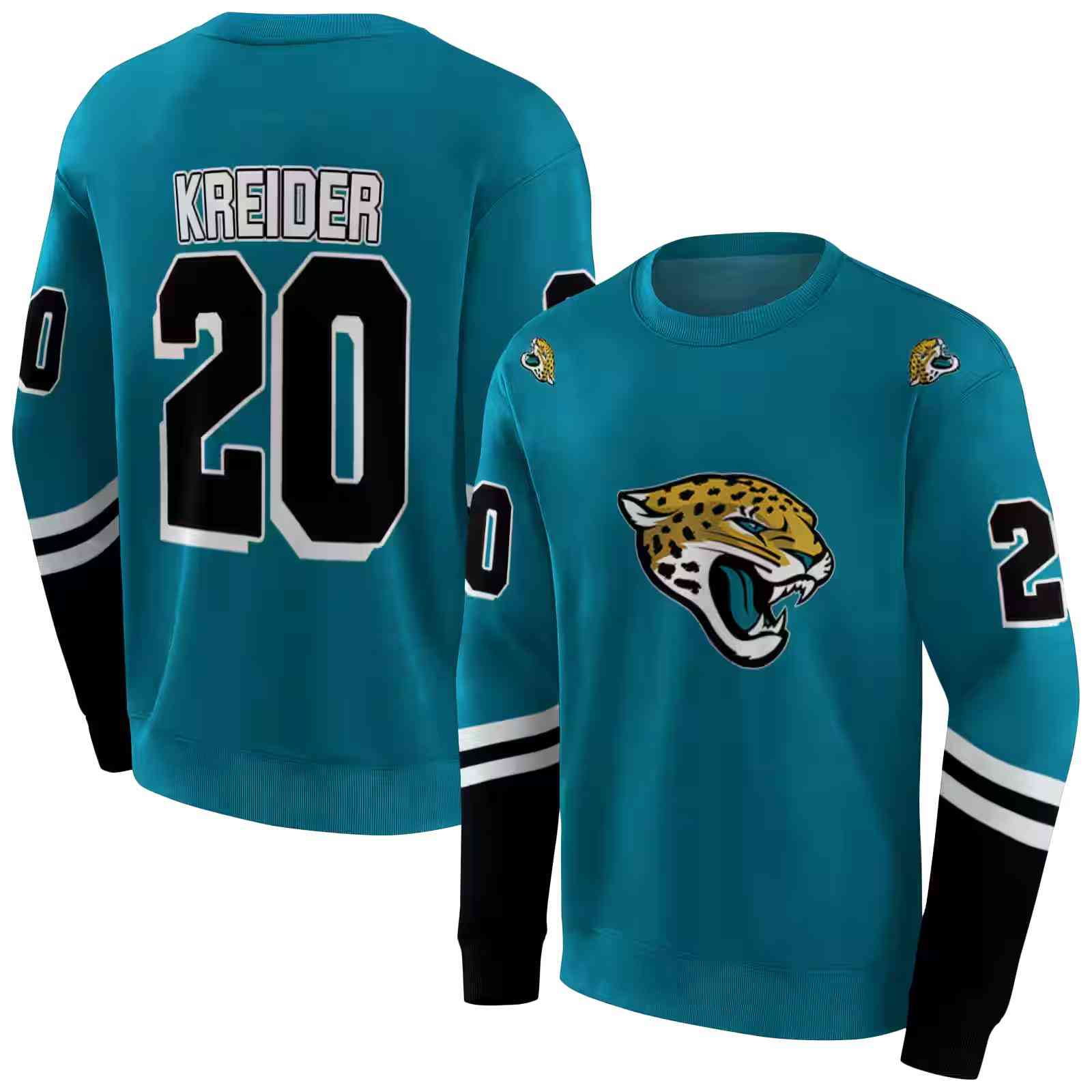 customized jacksonville jaguars striped sleeves teal hoodie premium grade