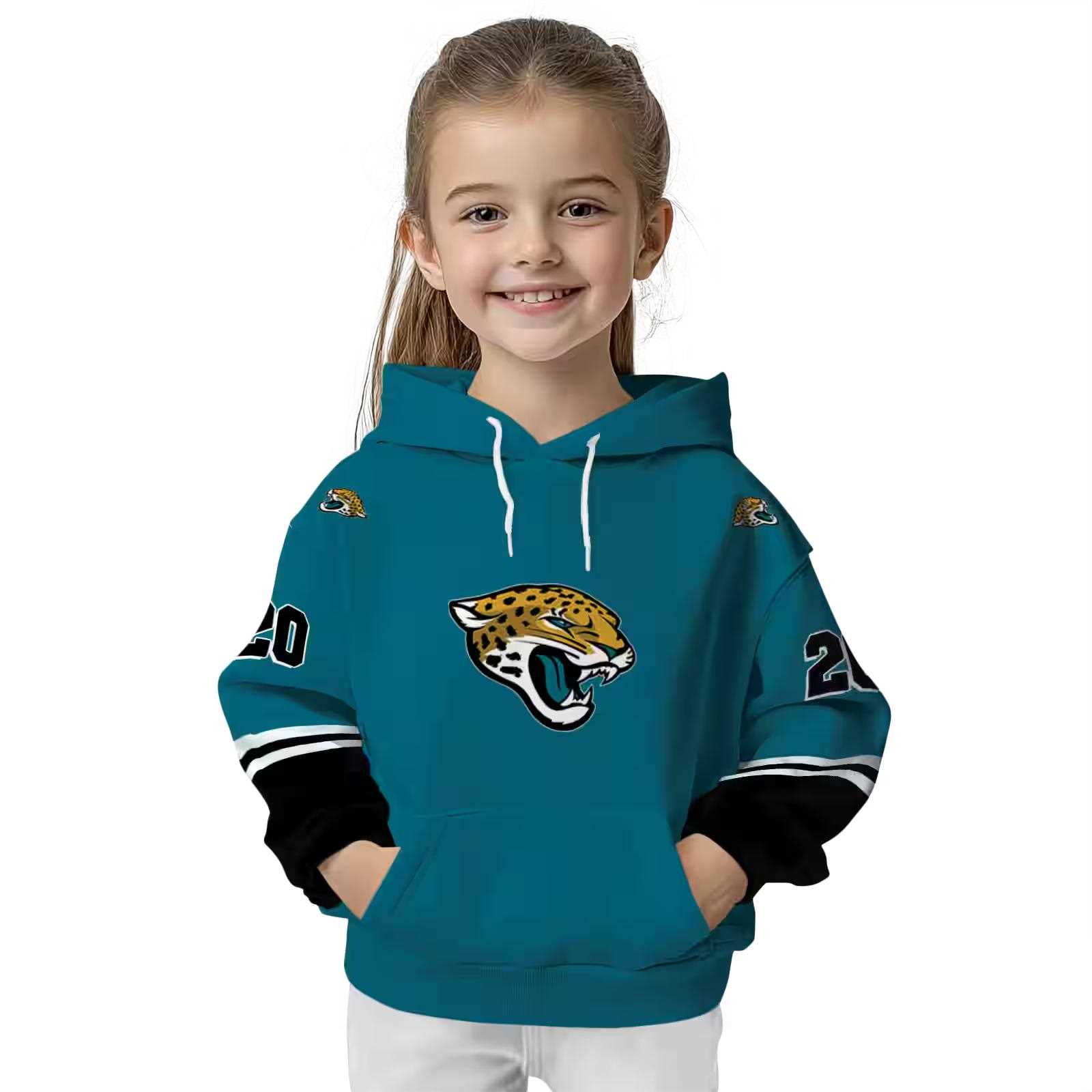 customized jacksonville jaguars striped sleeves teal hoodie top rated