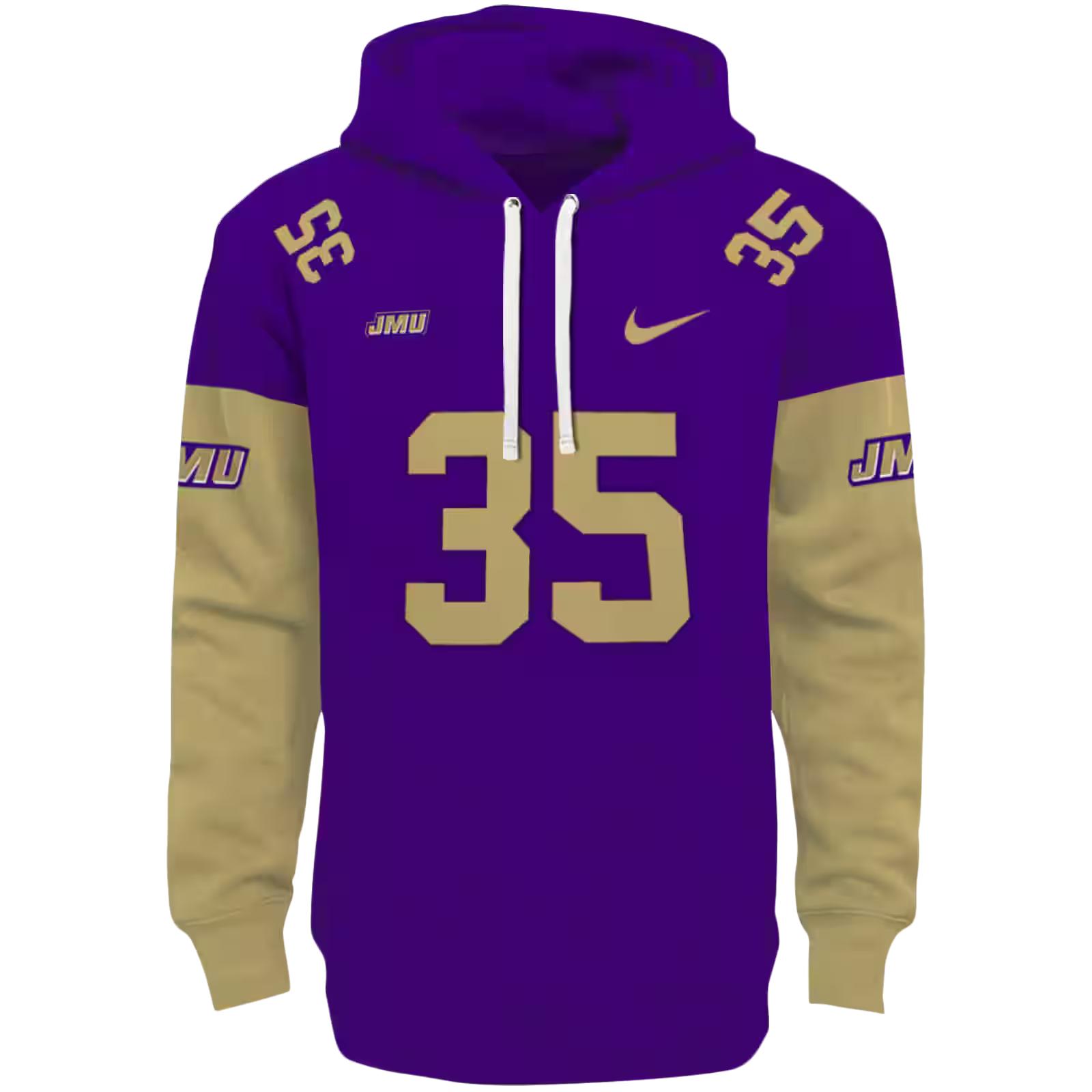 Customized James Madison Dukes Minimal Design Purple Hoodie