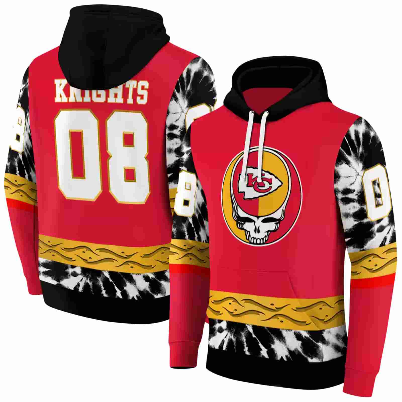 customized kansas city chiefs grateful vibes red hoodie fashion forward