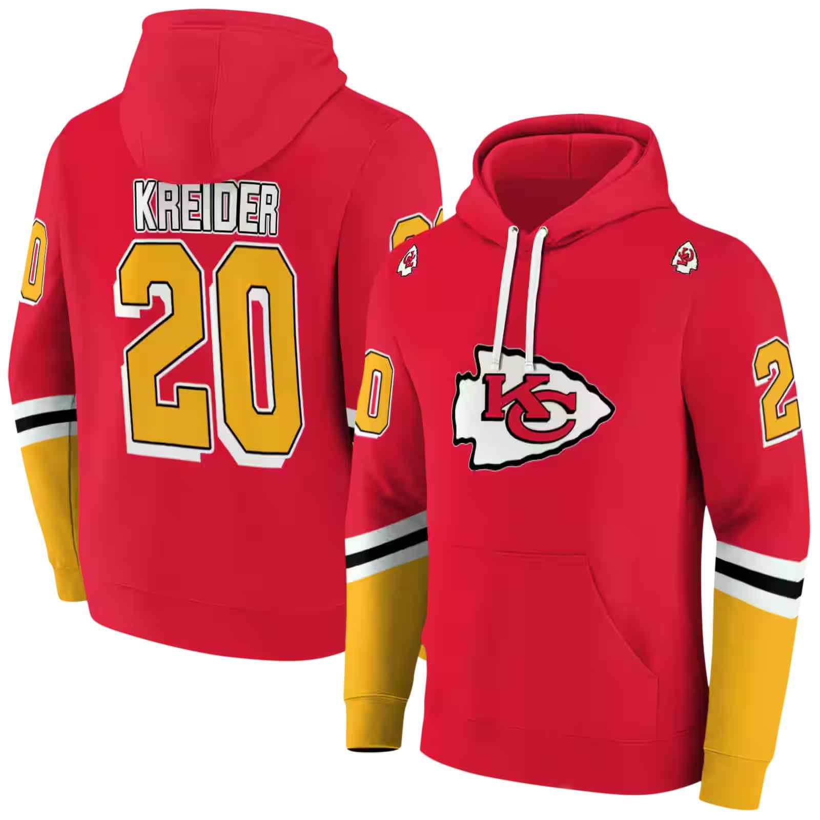 customized kansas city chiefs striped sleeves red hoodie fashion forward