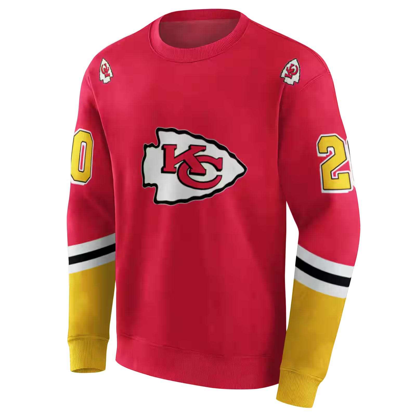 customized kansas city chiefs striped sleeves red hoodie new arrival