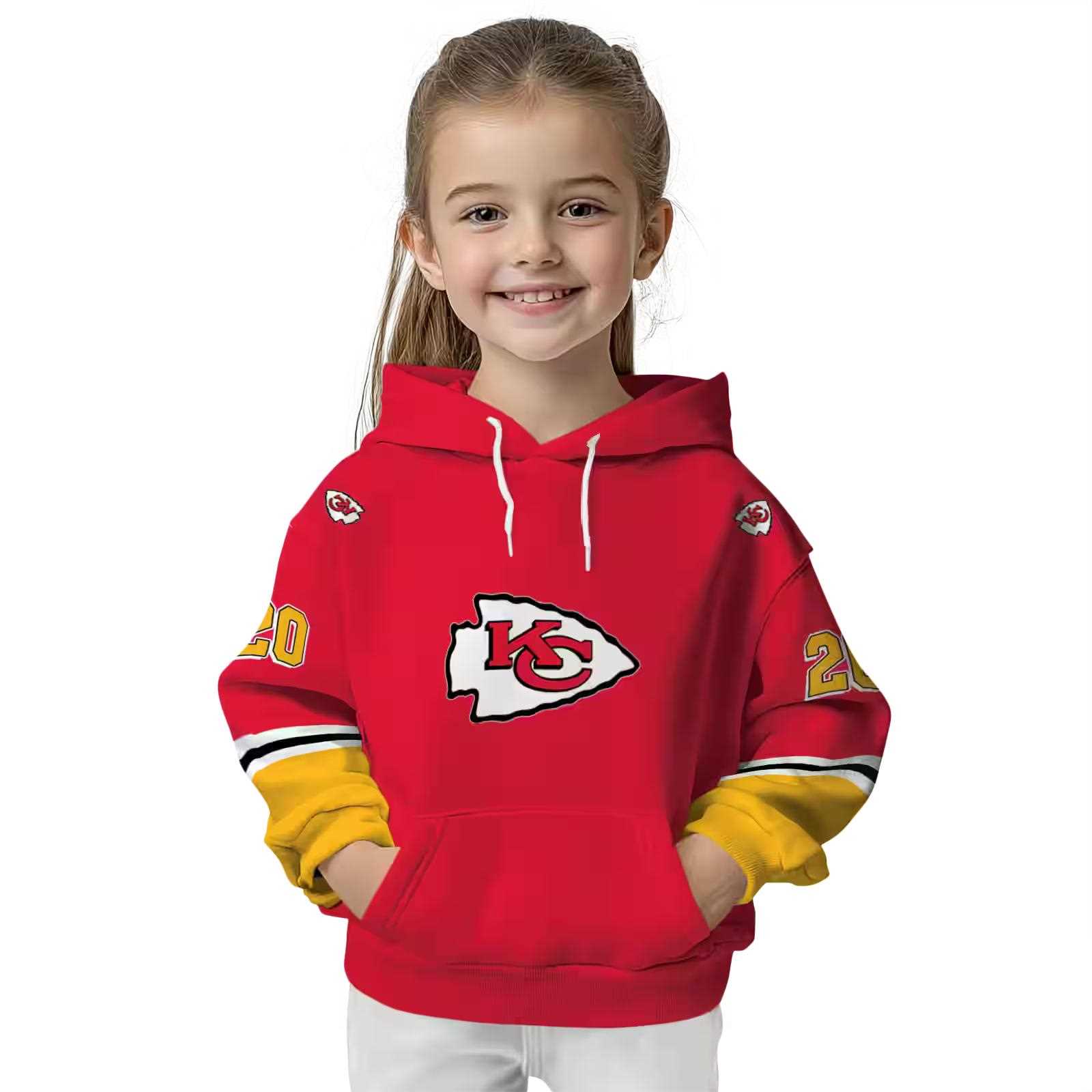 customized kansas city chiefs striped sleeves red hoodie top rated