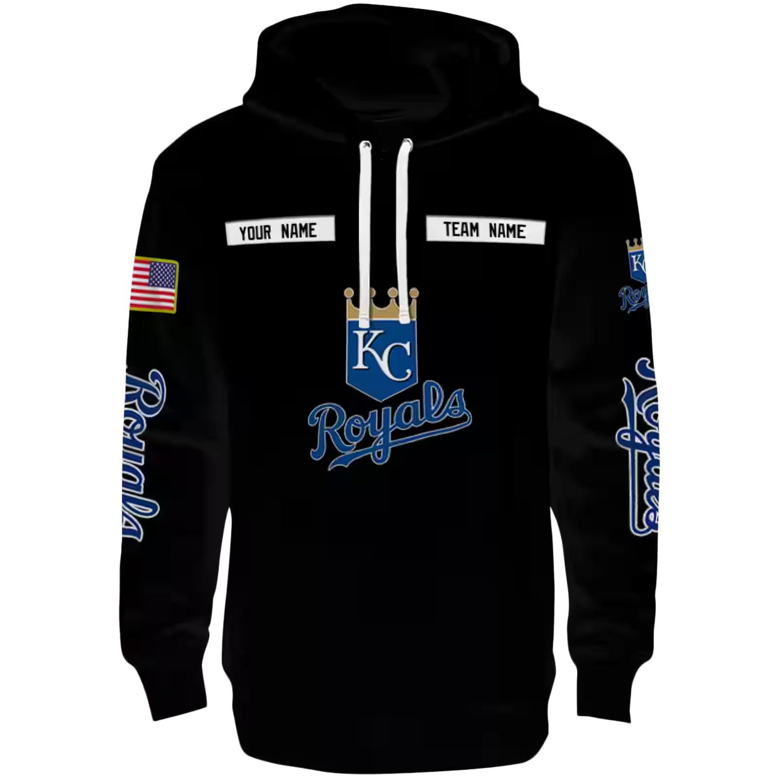 Customized Kansas City Royals Punisher Skull Black Hoodie