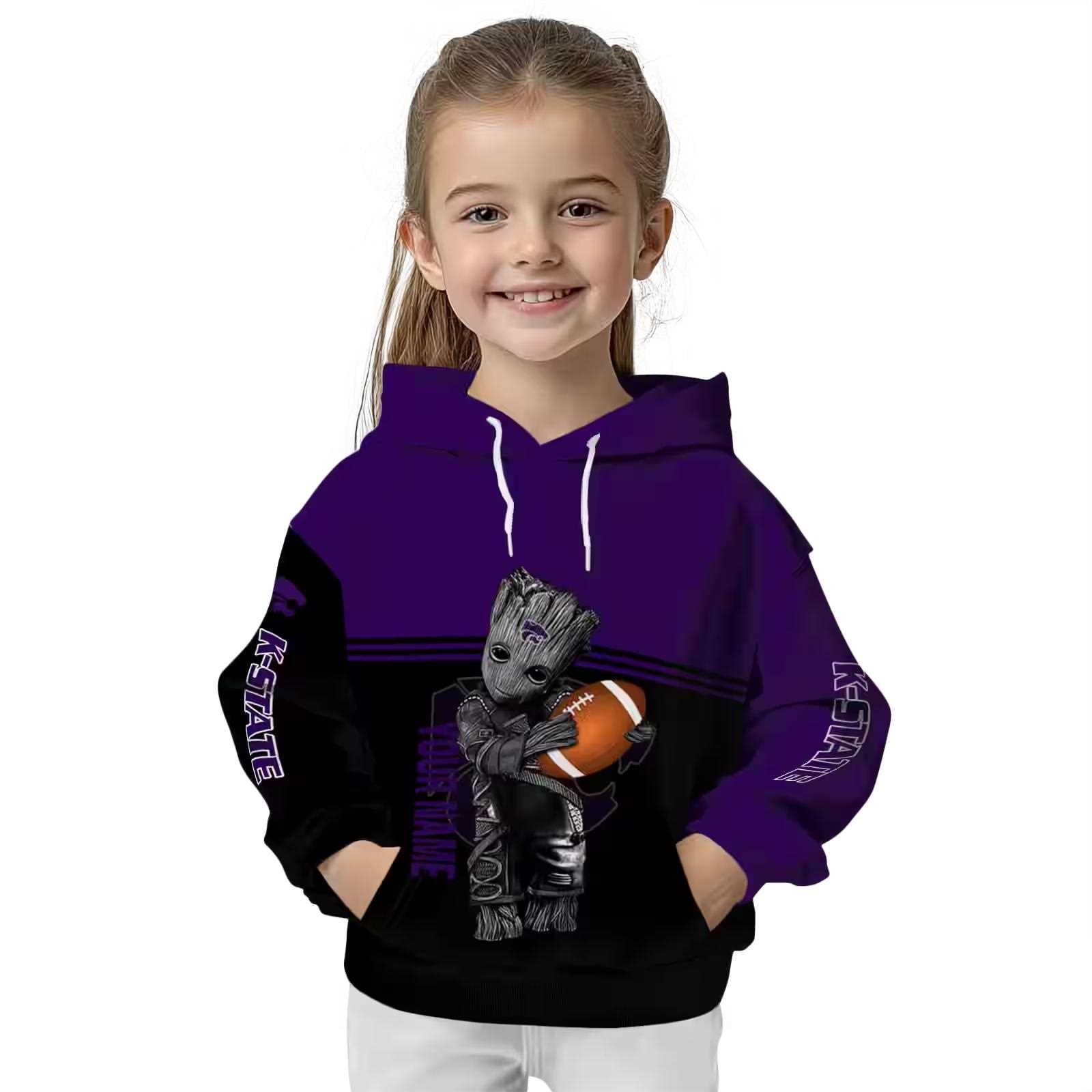 customized kansas state wildcats baby groot purple black hoodie top rated