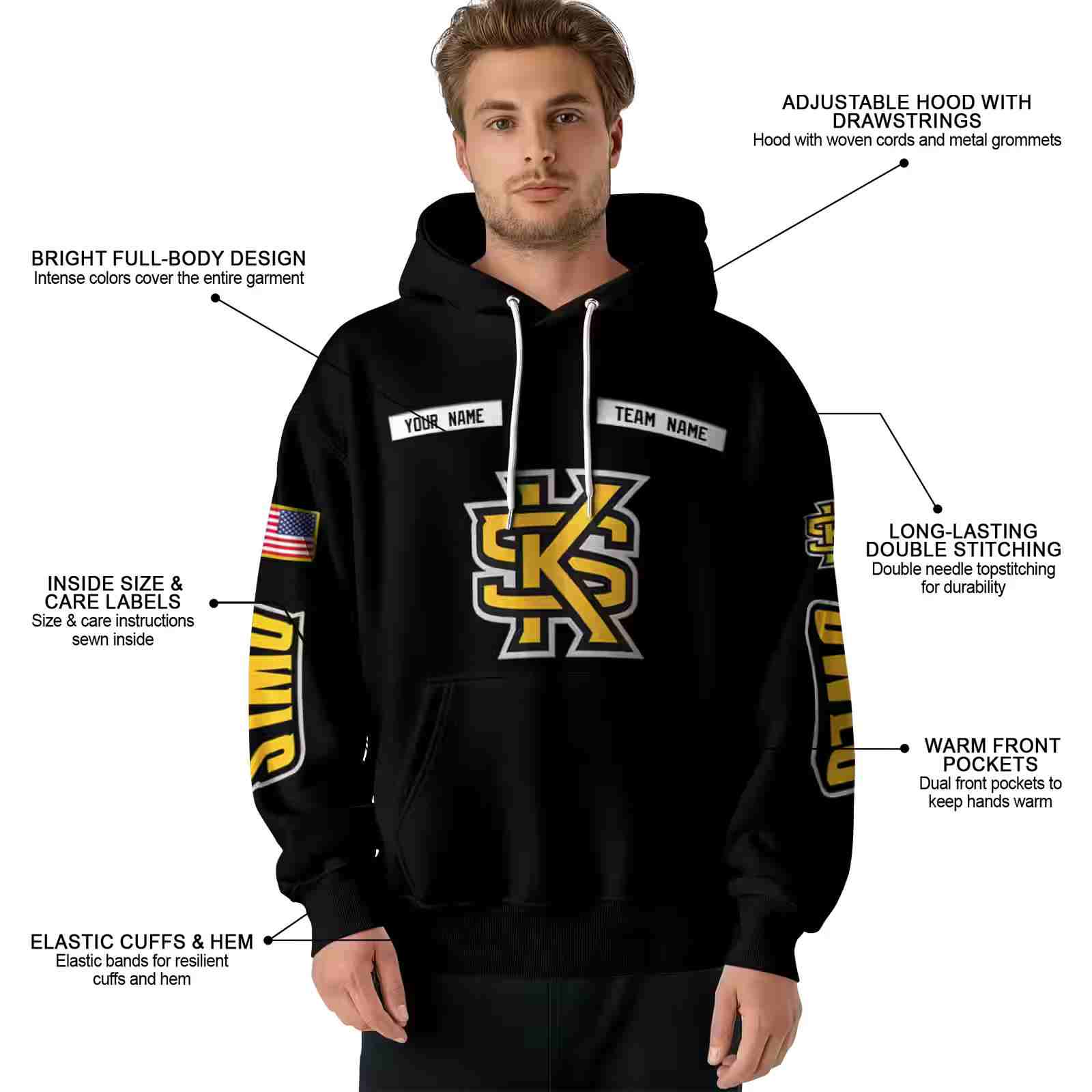 customized kennesaw state owls punisher skull black hoodie latest model