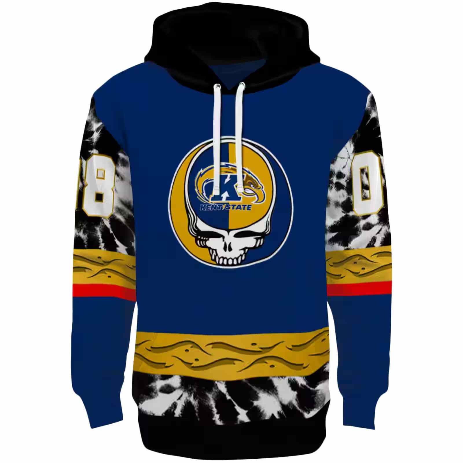 Customized Kent State Golden Flashes Grateful Vibes Navy Blue Hoodie