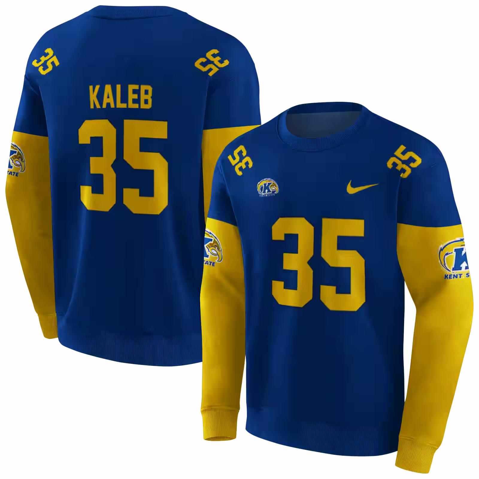 customized kent state golden flashes minimal design navy blue hoodie premium grade