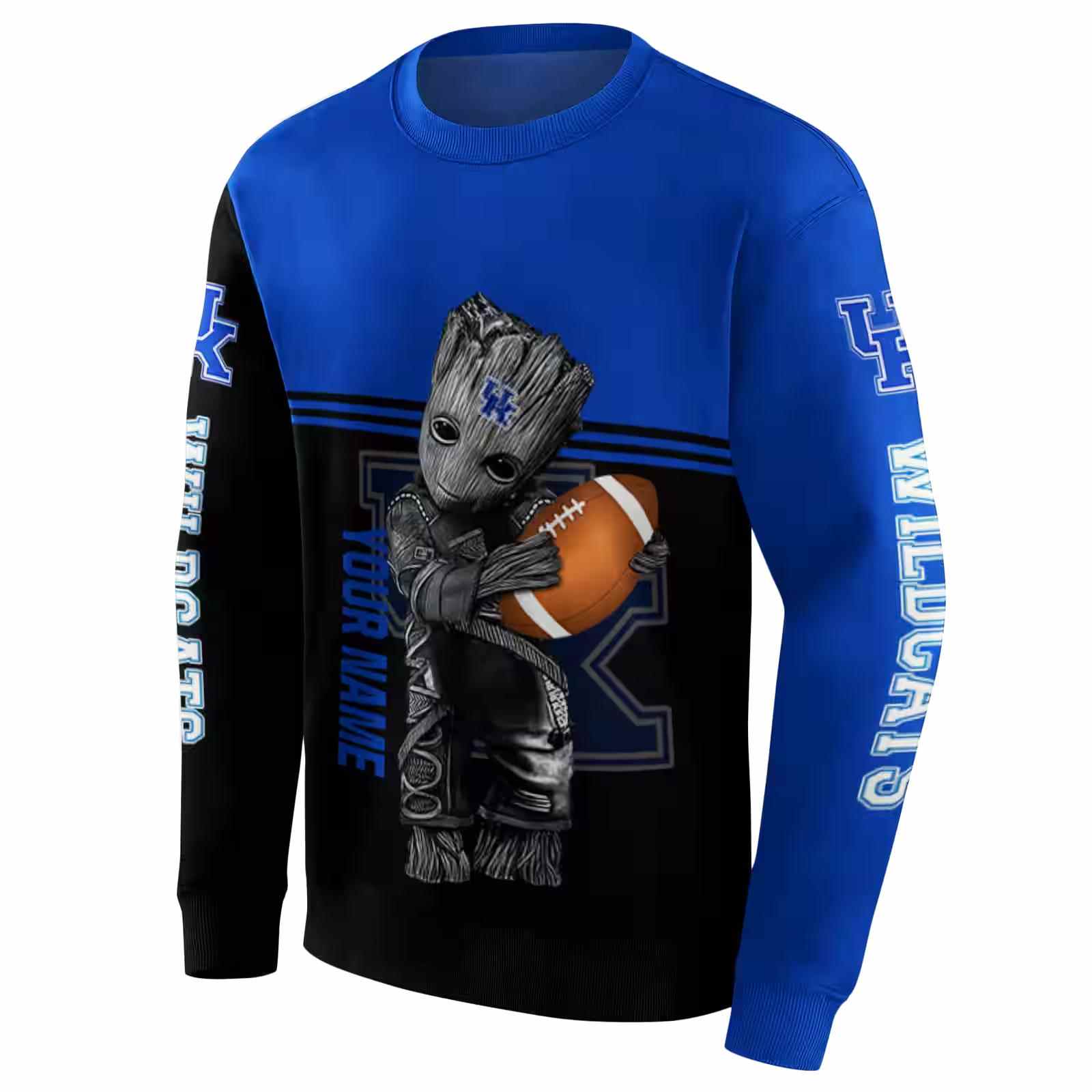 customized kentucky wildcats baby groot blue black hoodie new arrival