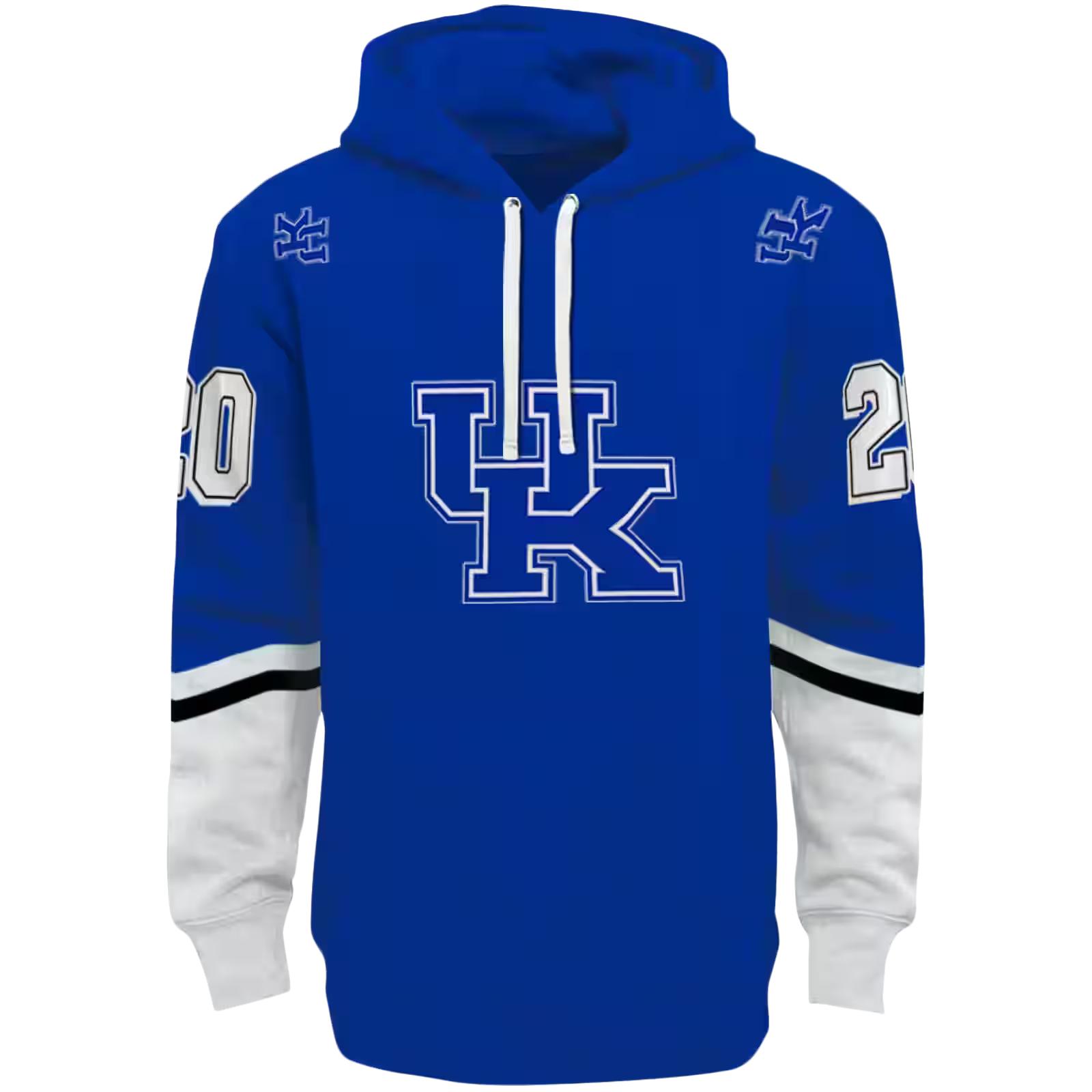 Customized Kentucky Wildcats Striped Sleeves Blue Hoodie