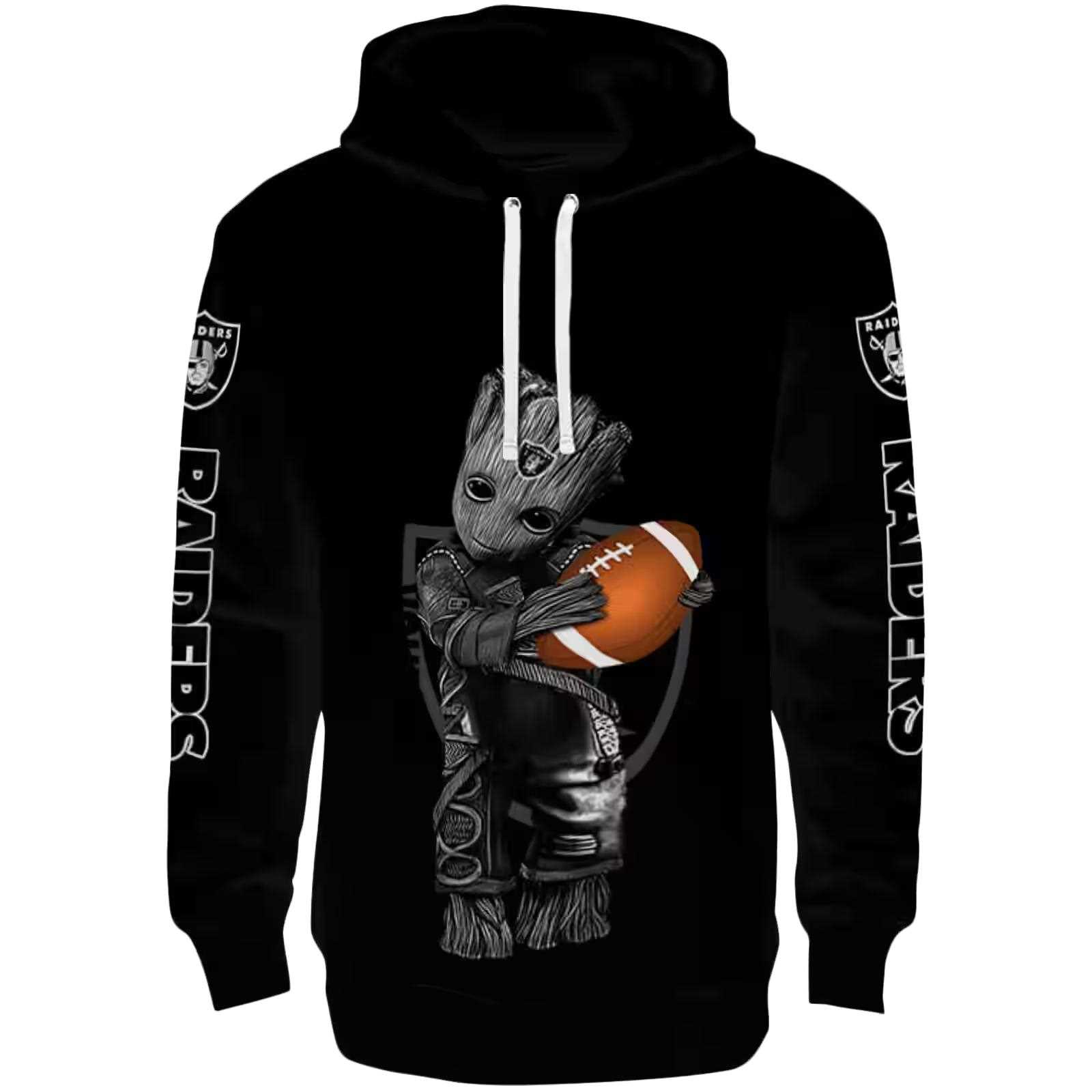 Customized Las Vegas Raiders Baby Groot Black Hoodie