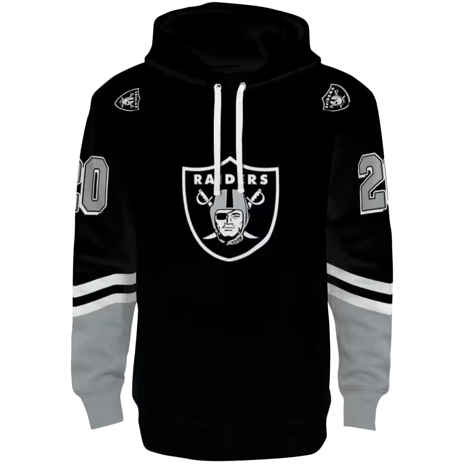 Customized Las Vegas Raiders Striped Sleeves Black Hoodie