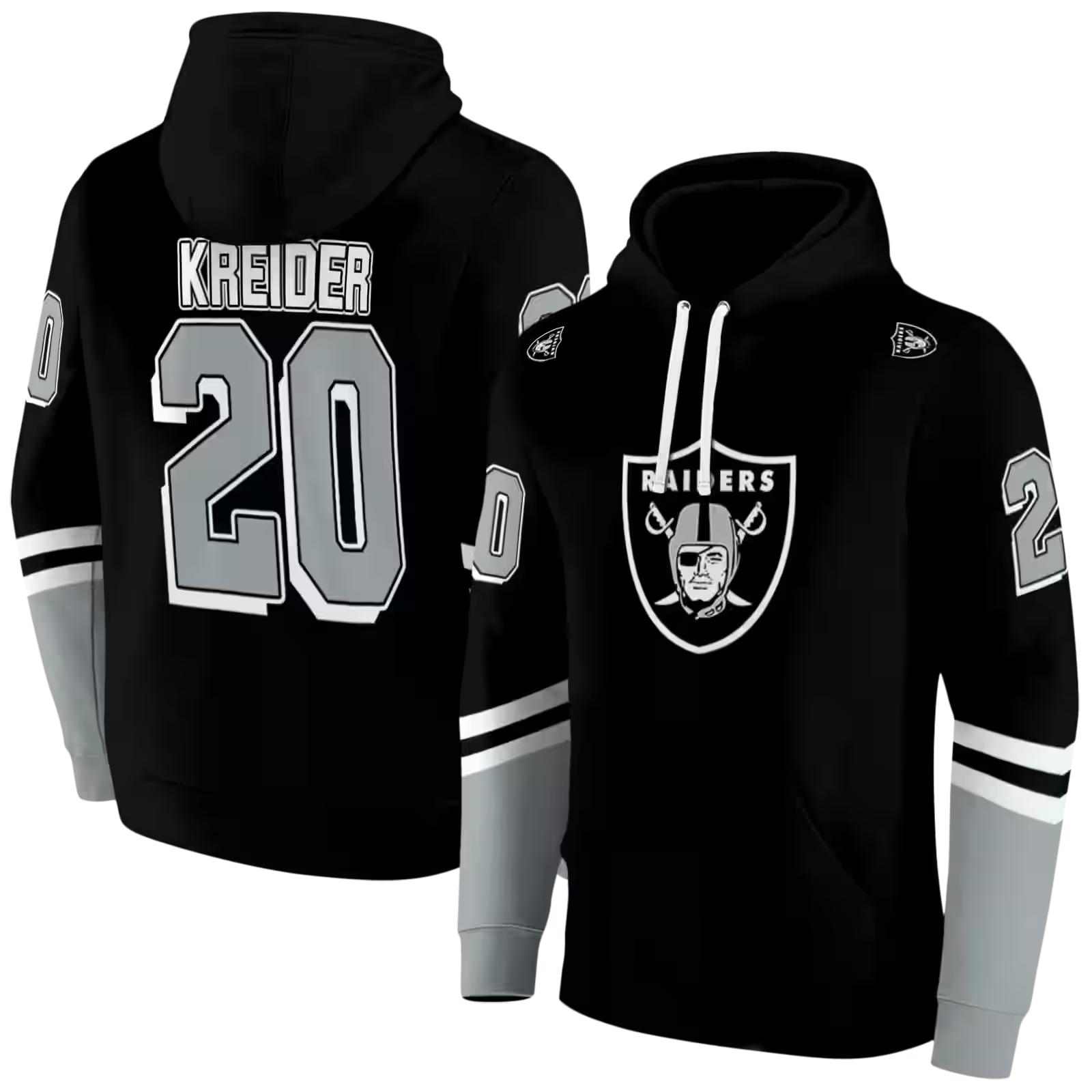 customized las vegas raiders striped sleeves black hoodie fashion forward