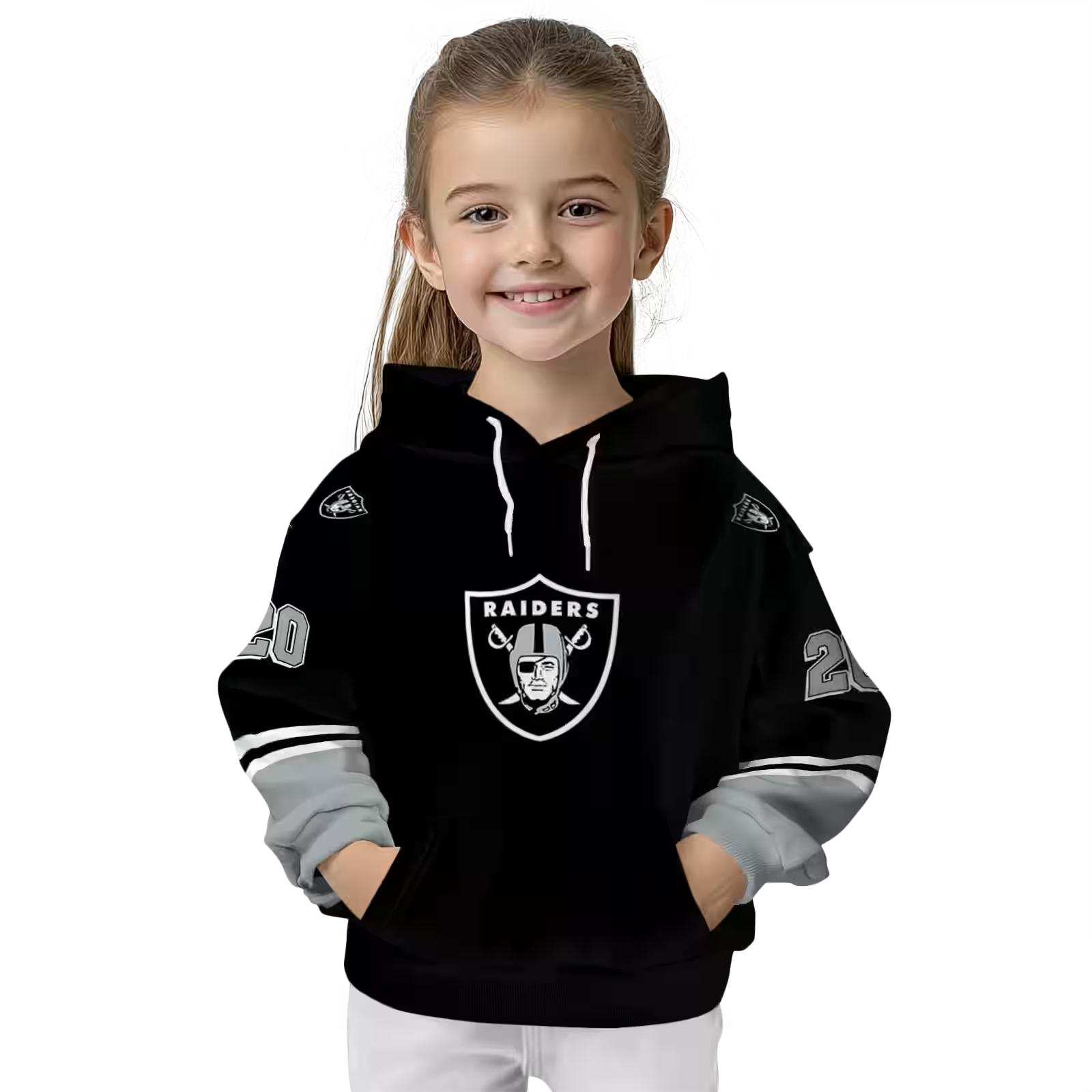 customized las vegas raiders striped sleeves black hoodie top rated