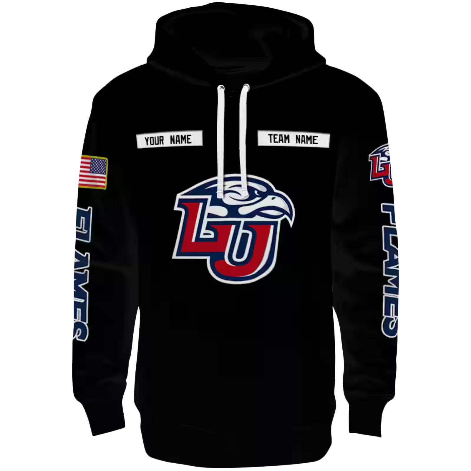 Customized Liberty Flames Punisher Skull Black Hoodie