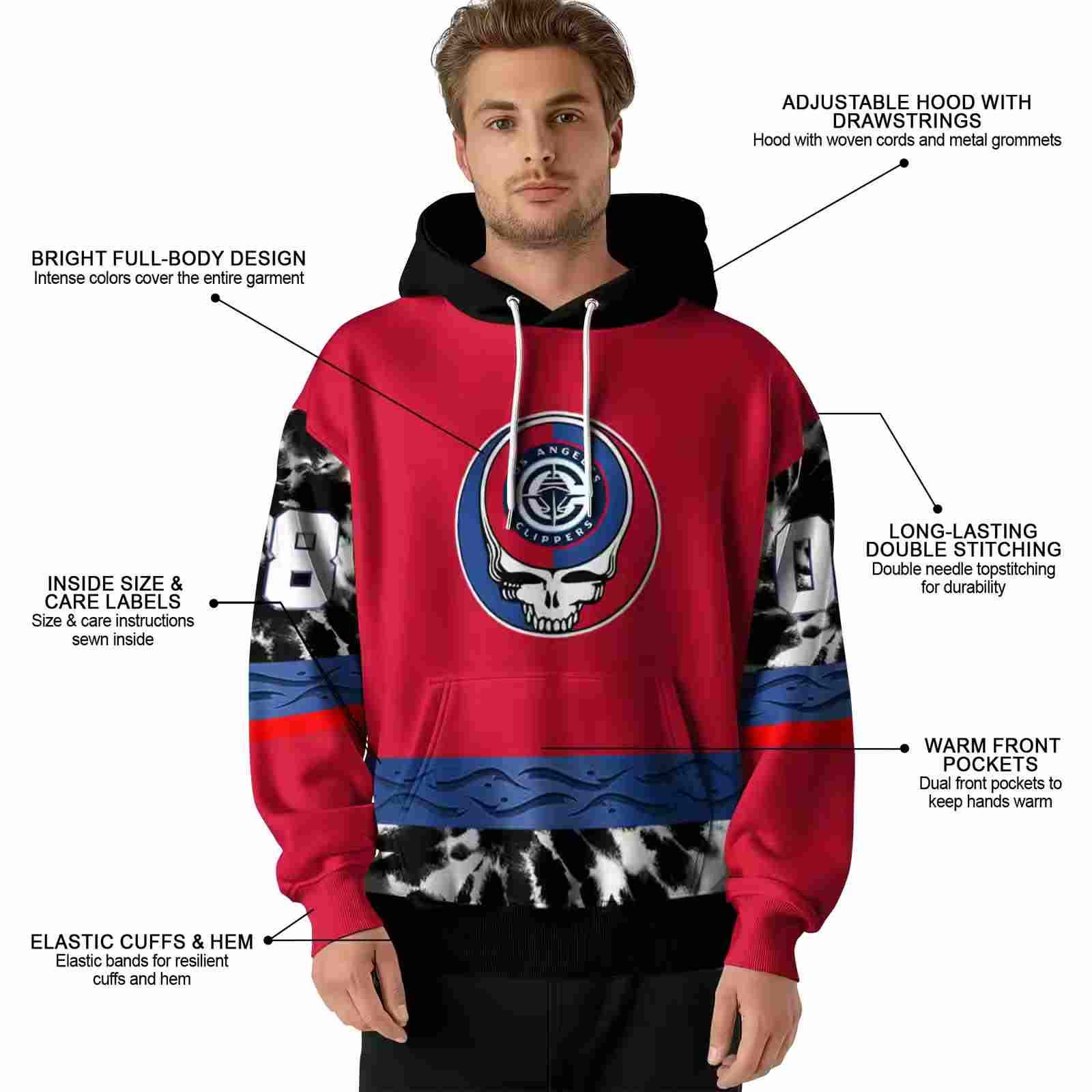 customized los angeles clippers grateful vibes red hoodie latest model