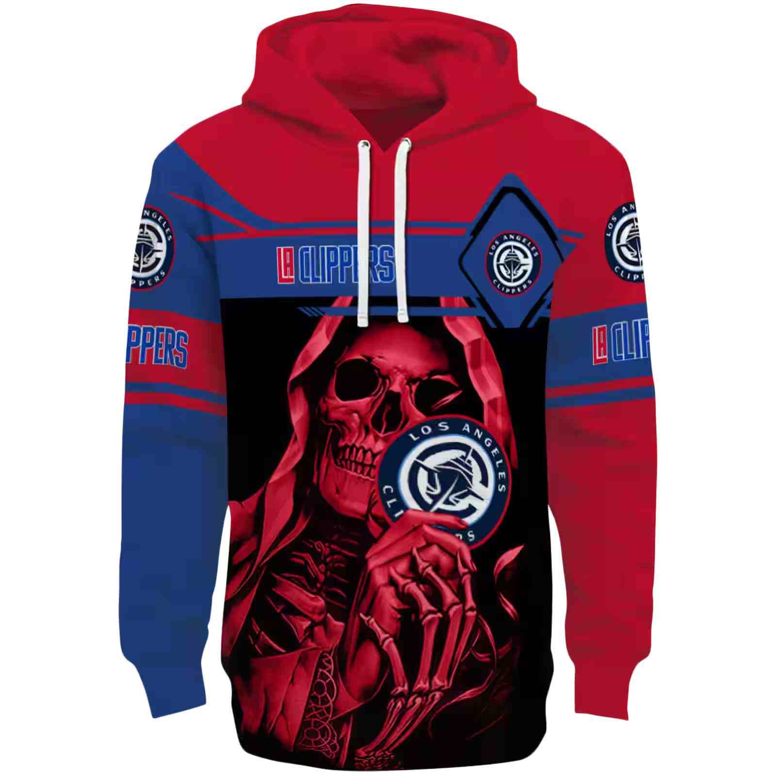 Customized Los Angeles Clippers Grim Reaper Red Black Hoodie