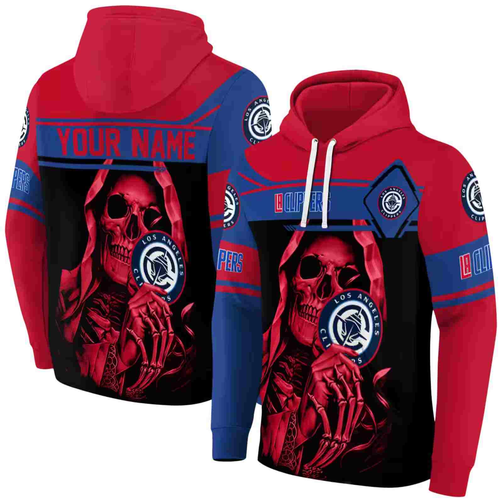 customized los angeles clippers grim reaper red black hoodie fashion forward