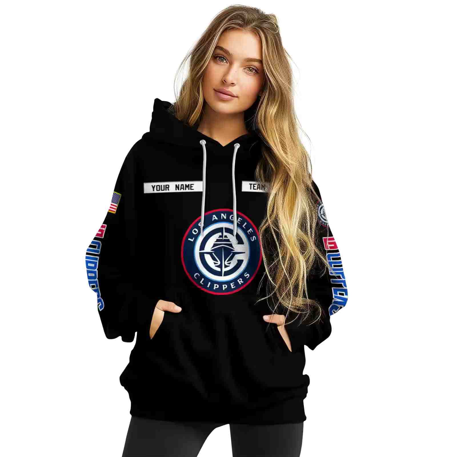 customized los angeles clippers punisher skull black hoodie high quality