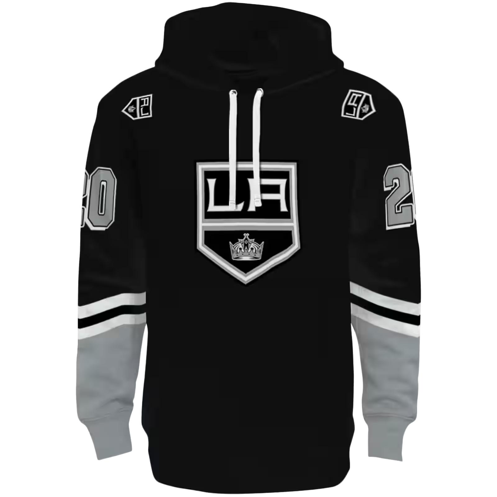 Customized Los Angeles Kings Striped Sleeves Black Hoodie