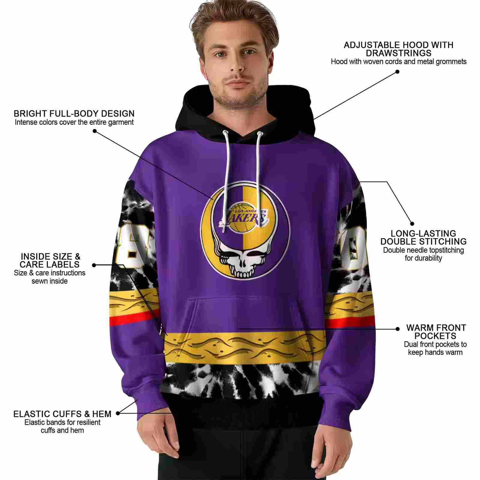 customized los angeles lakers grateful vibes purple hoodie latest model