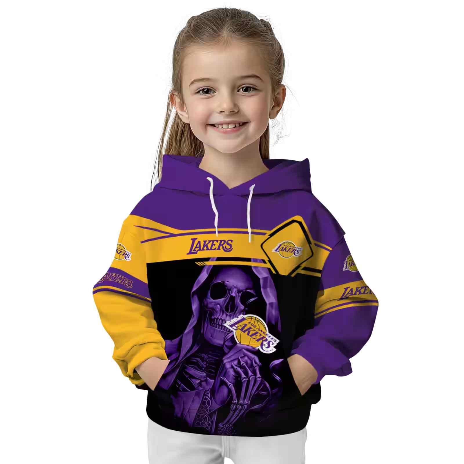 customized los angeles lakers grim reaper purple black hoodie top rated