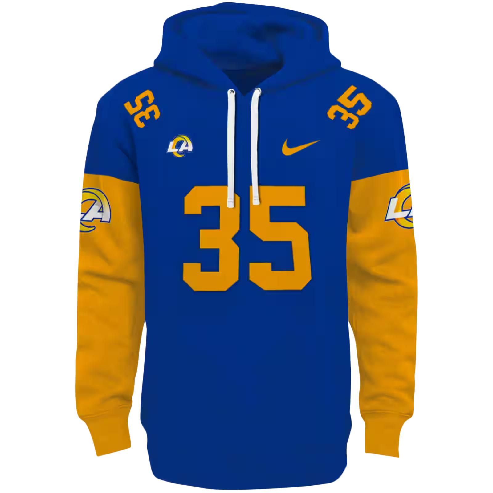 Customized Los Angeles Rams Minimal Design Blue Hoodie