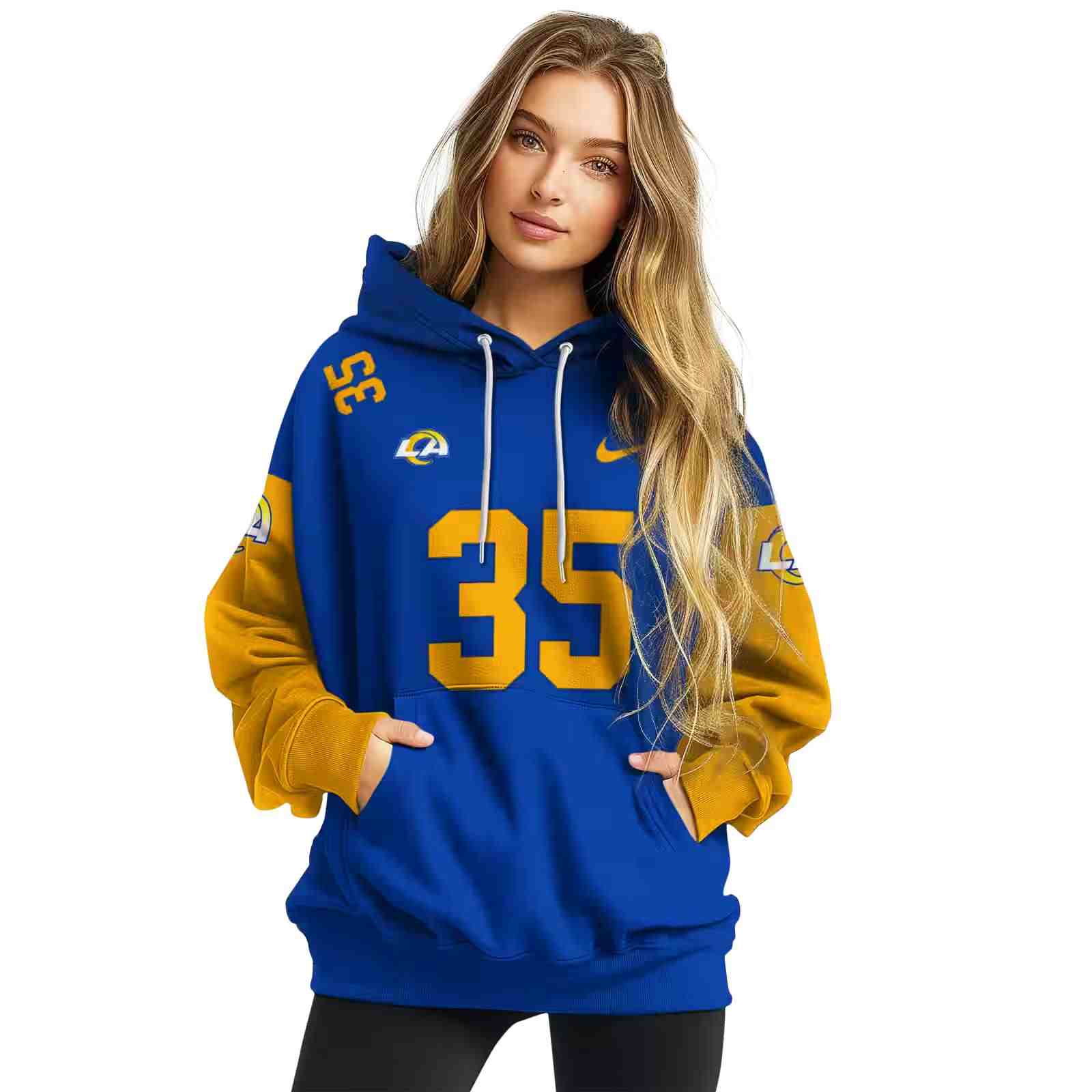 customized los angeles rams minimal design blue hoodie high quality