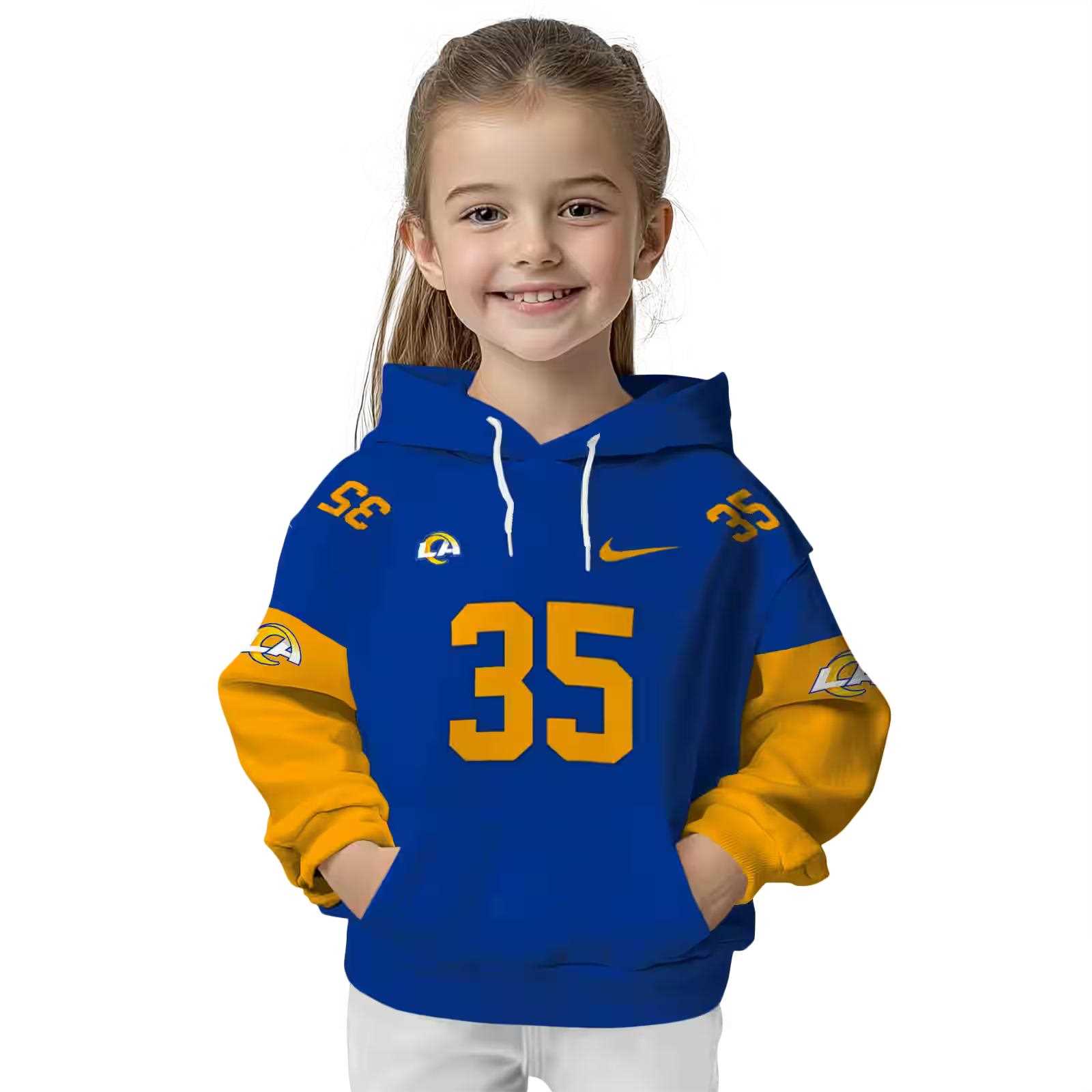 customized los angeles rams minimal design blue hoodie top rated