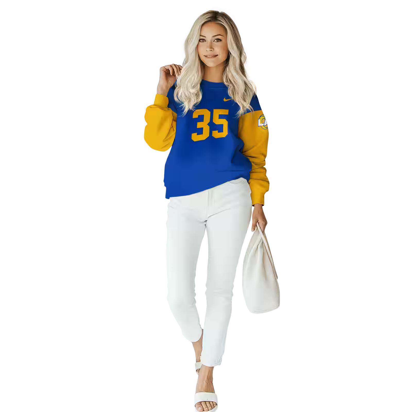 customized los angeles rams minimal design blue hoodie trendy