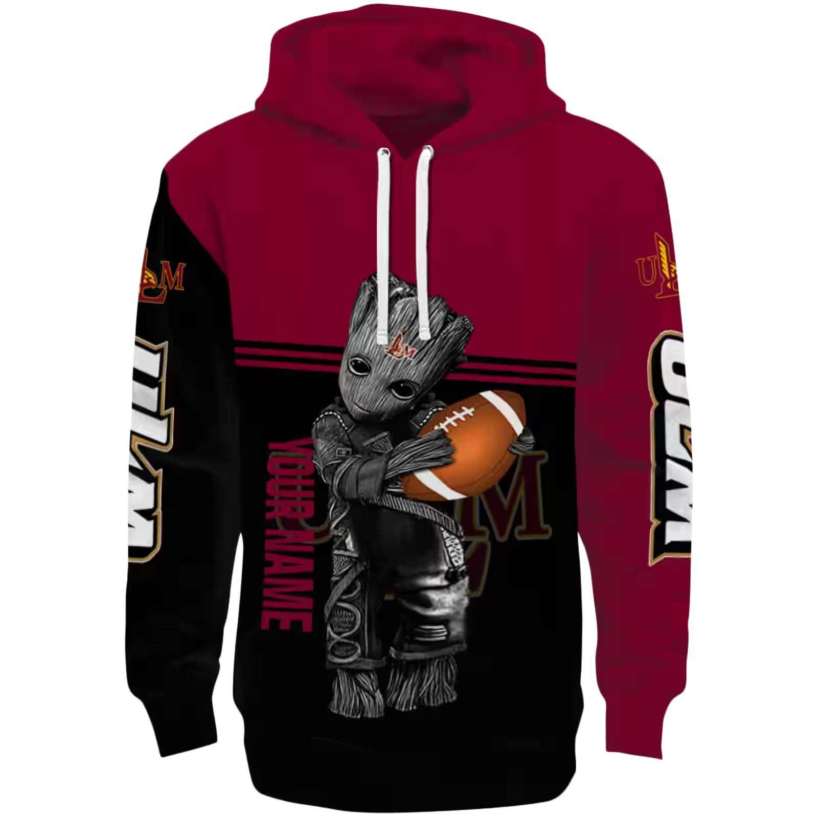 Customized Louisiana-Monroe Warhawks Baby Groot Red Black Hoodie