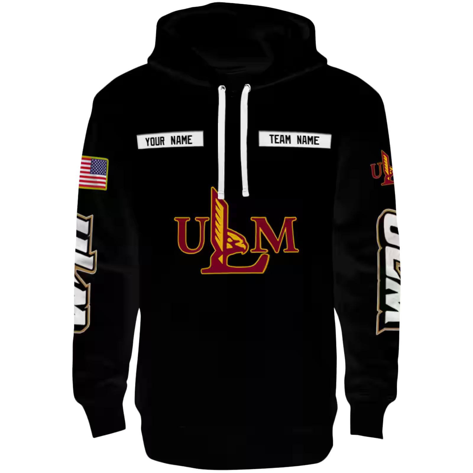 Customized Louisiana-Monroe Warhawks Punisher Skull Black Hoodie