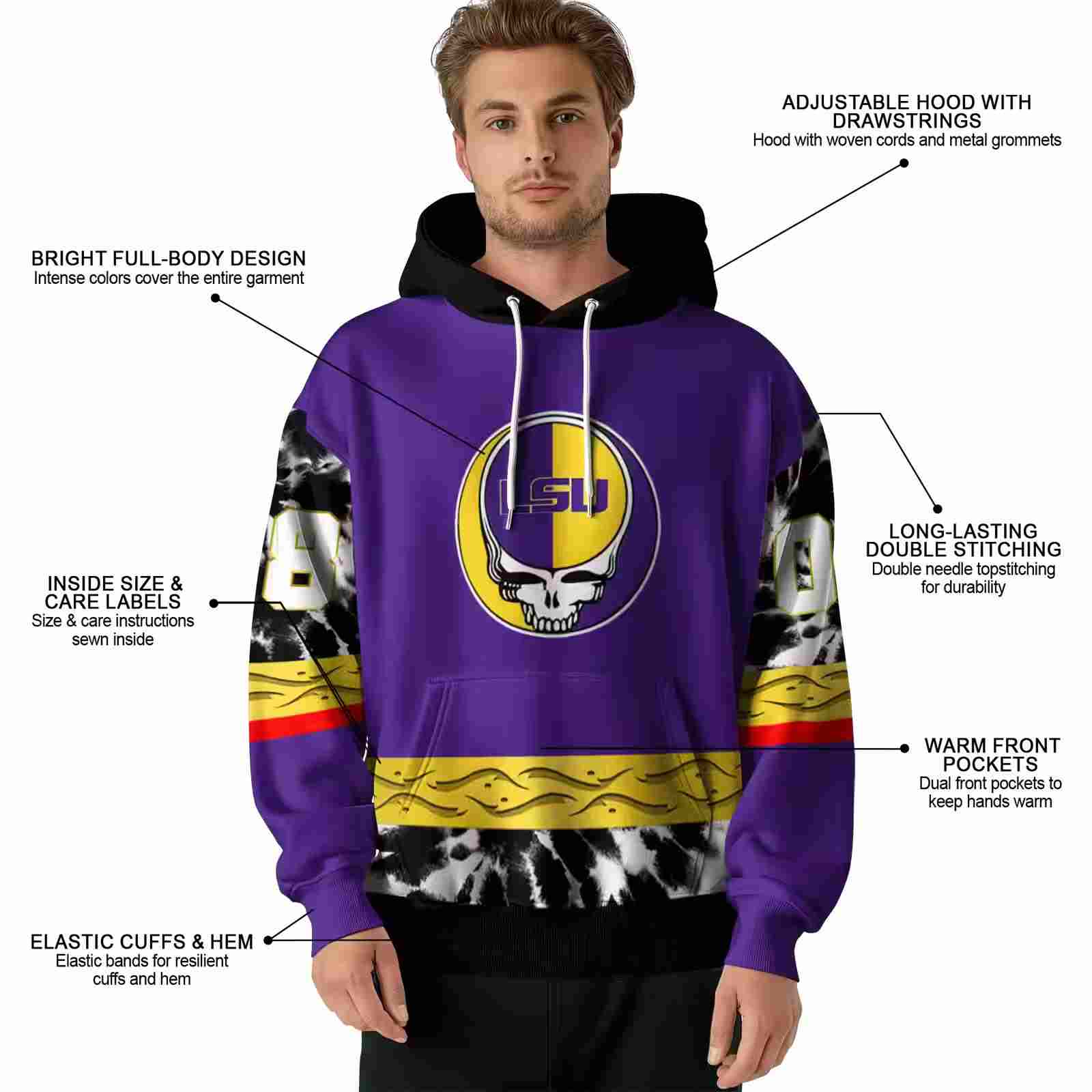 customized lsu tigers grateful vibes purple hoodie latest model