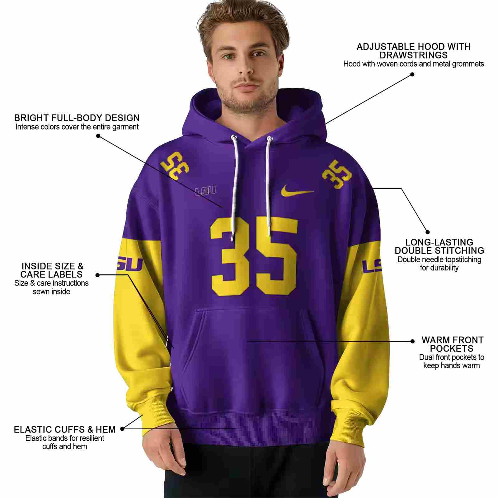 customized lsu tigers minimal design purple hoodie latest model