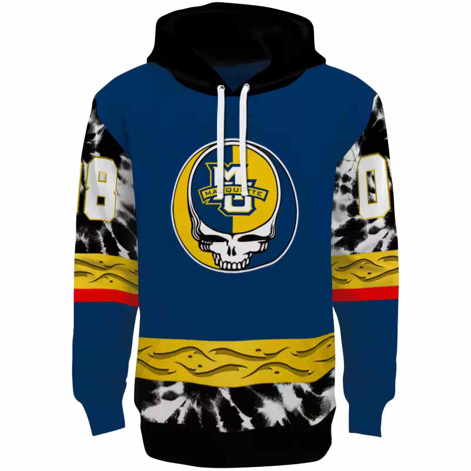 Customized Marquette Golden Eagles Grateful Vibes Blue Hoodie