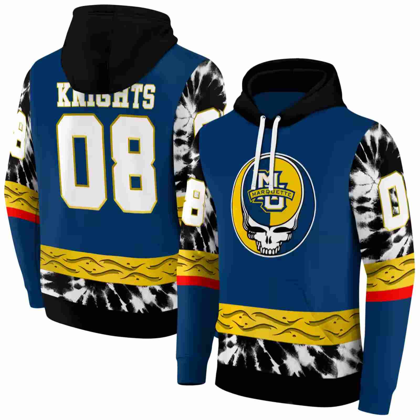 customized marquette golden eagles grateful vibes blue hoodie fashion forward