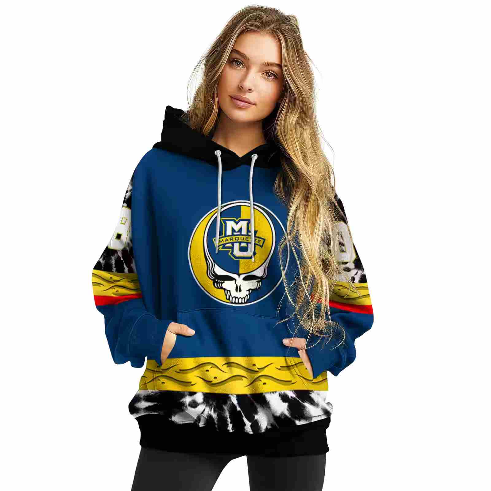 customized marquette golden eagles grateful vibes blue hoodie high quality